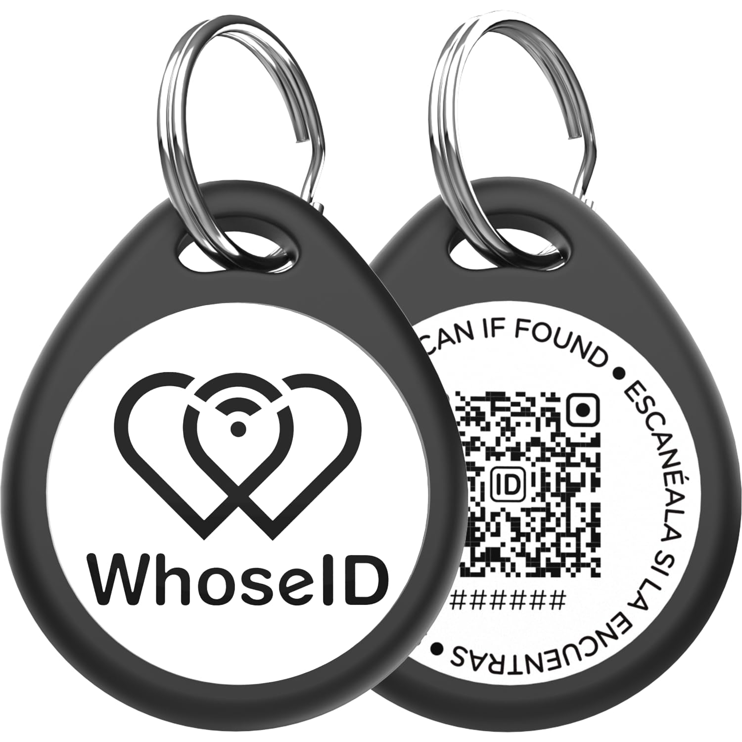 WhoseID QR Code Dog ID Tag, Scannable QR Code Smart Pet Tag, Scan QR Receive Real Time GPS Location Alert, Modifiable Pet Online Profile, No Subscription or Fees (Black, S)