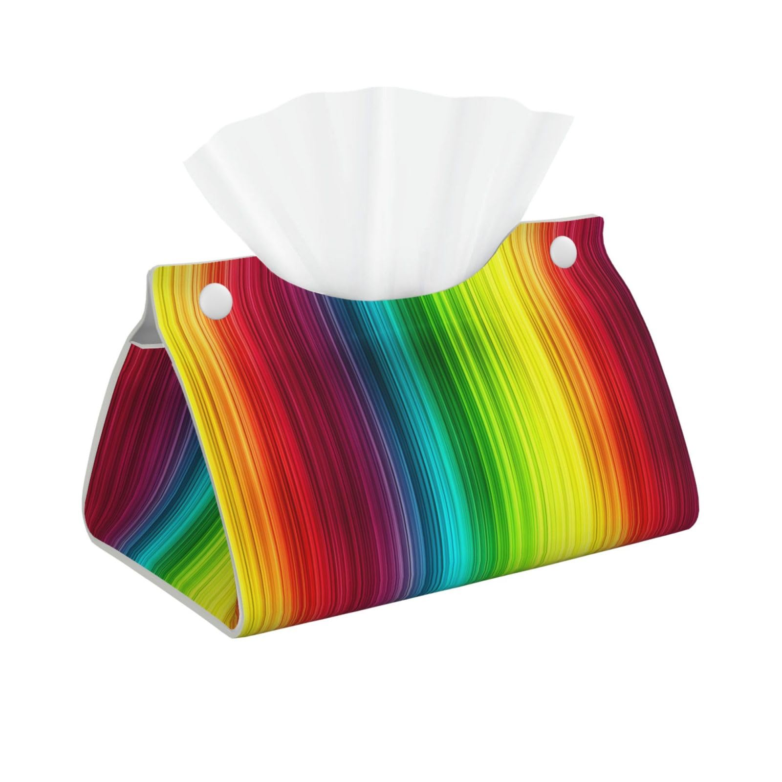 Gradients Horizontal Rainbow Stripes Tissue Box Cover Rectangle Pu Leather Tissue Box Holder for Car Bathroom Bedroom Desk Tabletop Decor