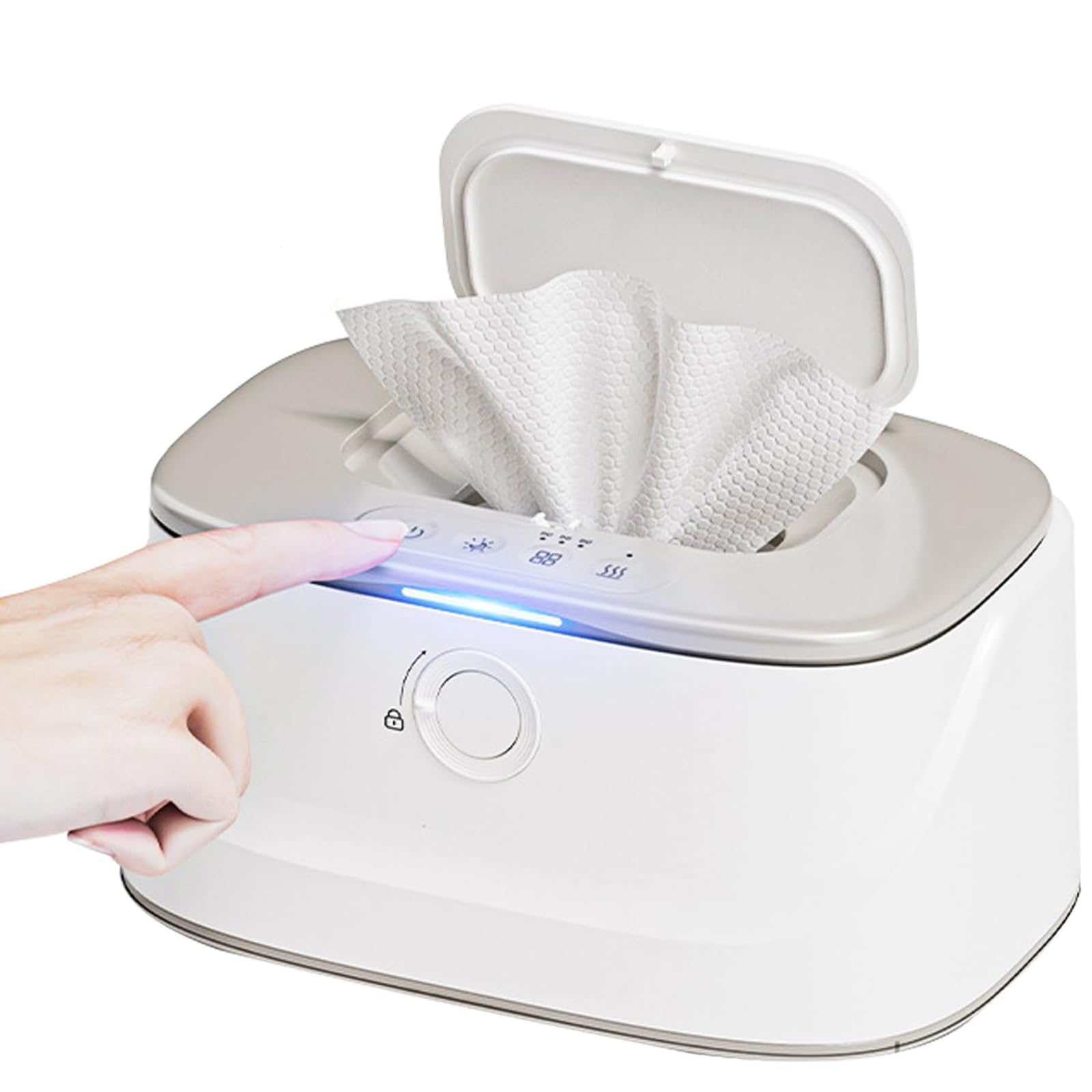 Chauffe-lingettes bébé 50-60 °C à chauffage par le haut et ressort