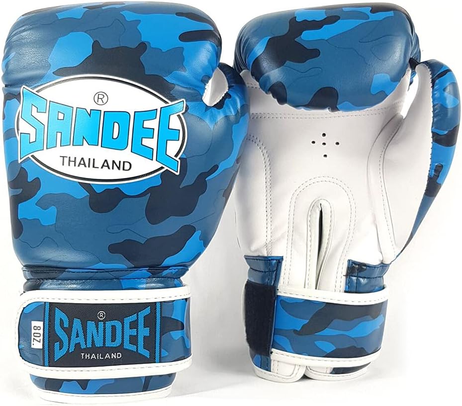 Sandee Authentic Kids Muay Thai Blue Camo Boxing Gloves