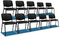 VINGLI 10-Pack Stackable PU Leather Conference Chairs - Comfortable Office Waiting Room Guest Seating, Space-Saving Black Set for Lobby & Meetings