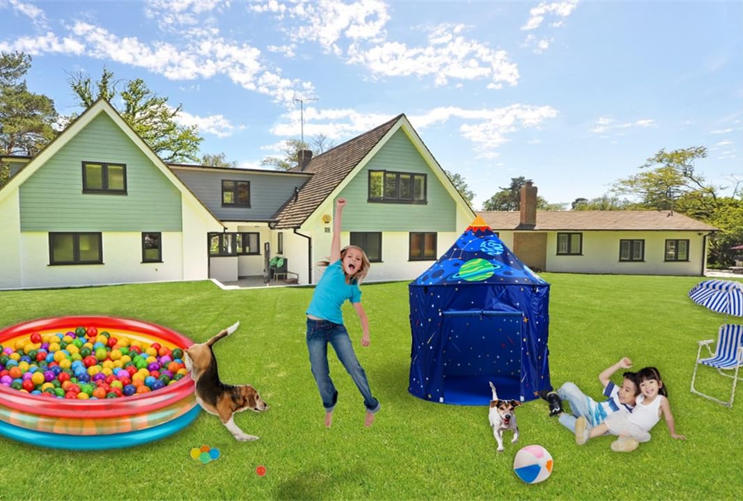Floving Kids Play Tent For Children,Childrenās teepee Castle tent,Safety And Non-toxic Indoor/Outdoor Game Toys,Wendy House,with stars string light (spaceship) - Image 2