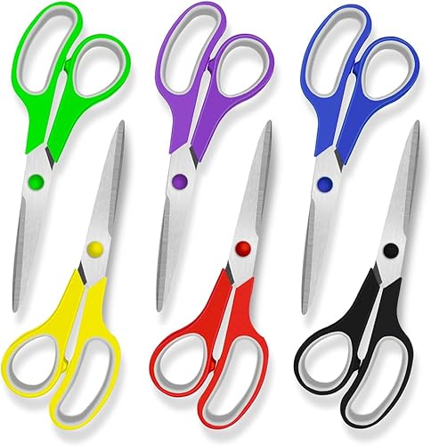 Tijeras, 8.5 pulgadas, tijeras multiusos, agarre cómodo, de acero inoxidable, tijeras afiladas para oficina, escuela, suministros para el hogar,