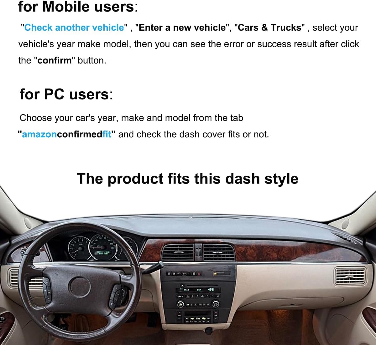 Dash Cover Mat Custom Fit for Buick Lacrosse Dashboard Pad Cap Carpet Protector K298 (Beige)