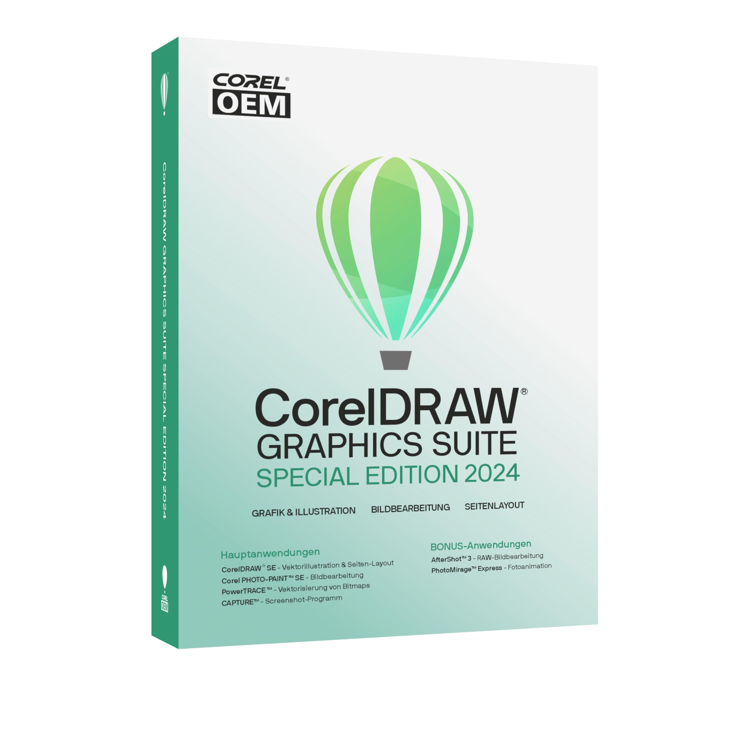 COREL CorelDRAW Graphics Suite Special Edition 2024 OEM inkl. AfterShot 3 + PhotoMirage Express Dauerlizenz (Win10/11-64Bit) Papp-Case