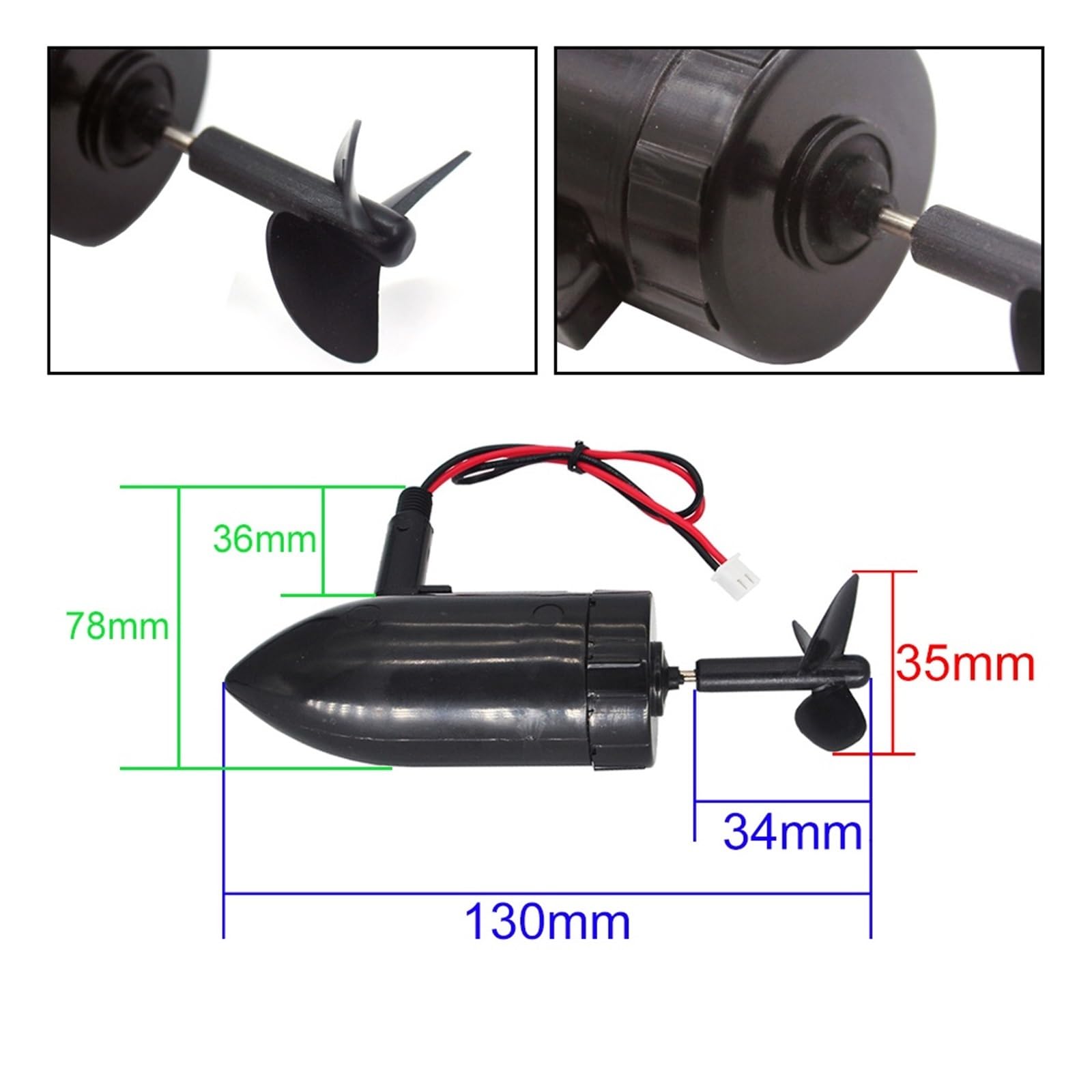 Unterwasser Strahlruder 390 Motor 7,4V 12V 13cm 3-Blatt (2 Stk) | RC Köderboot, 3-Blatt Propeller, Wasserdicht, Motor Zubehör