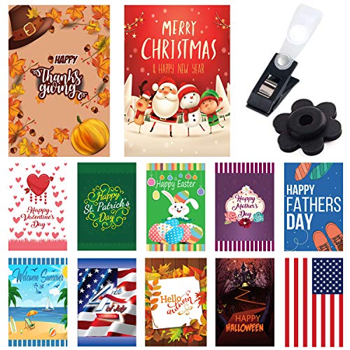 Seasonal Garden Flags 12 Pack - Classic Elegance - 12 Pack Set of 12x18 inch Small Holiday Yard Flags - Double Sided Design for All Seasons and Holidays - Premium Quality Durable Material