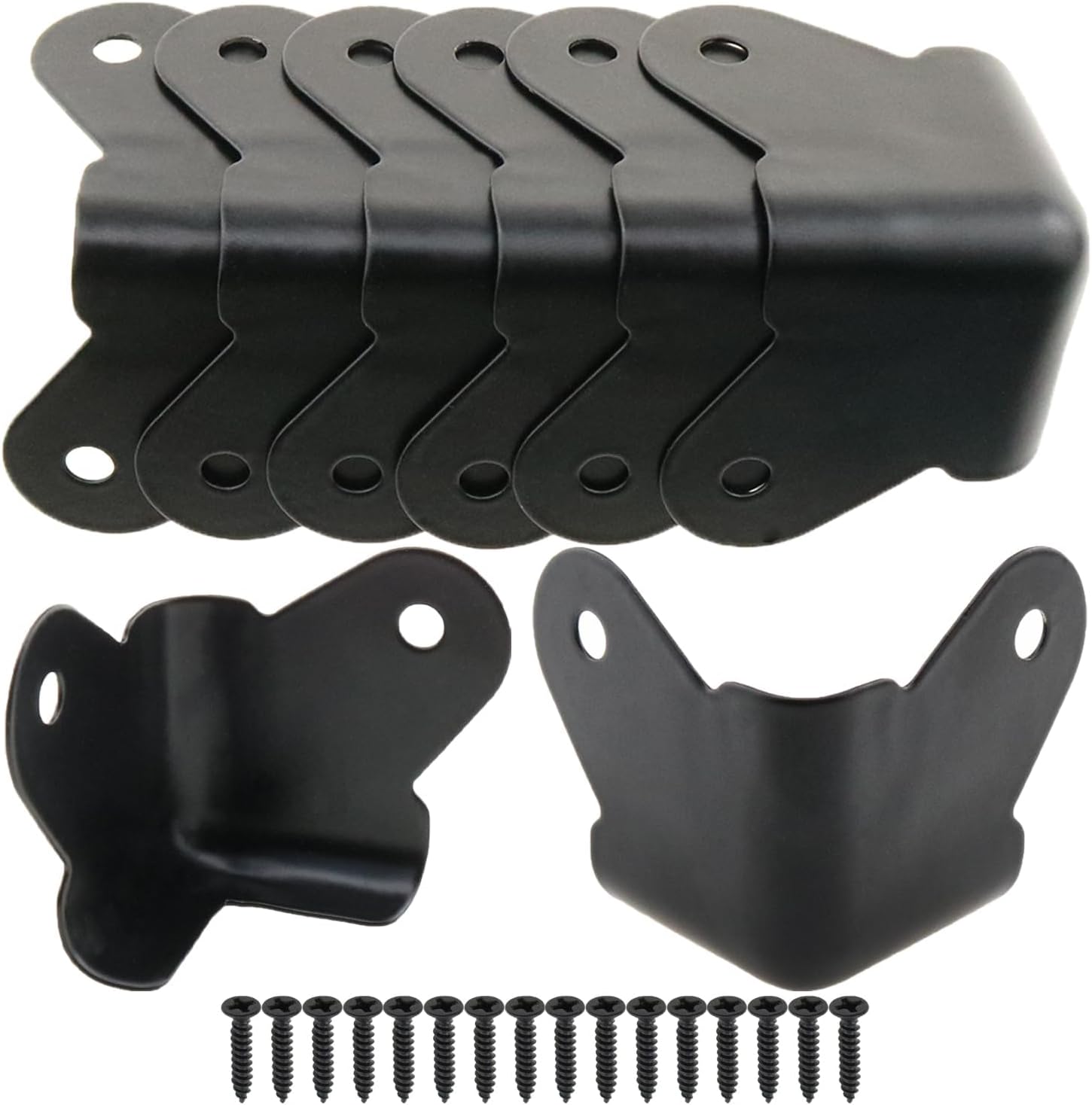 8 Pack Heavy Duty Metal Corner Protectors, Black Iron Edge Guards with Mounting Screws - Cabinet Corner Protectors for Furniture, Anti Dent Protection for Speaker Cases, Tables, Boxes