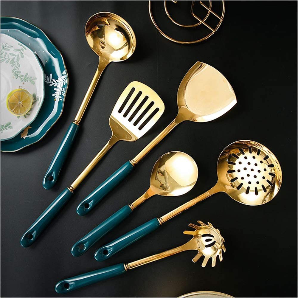 Juego De Vajilla, Juego De Cocina De 7 Piezas, Juego De Utensilios De Cocina De Acero Inoxidable, Pala, Cuchara, Utensilios De Cocina, Mango De Cerámica
