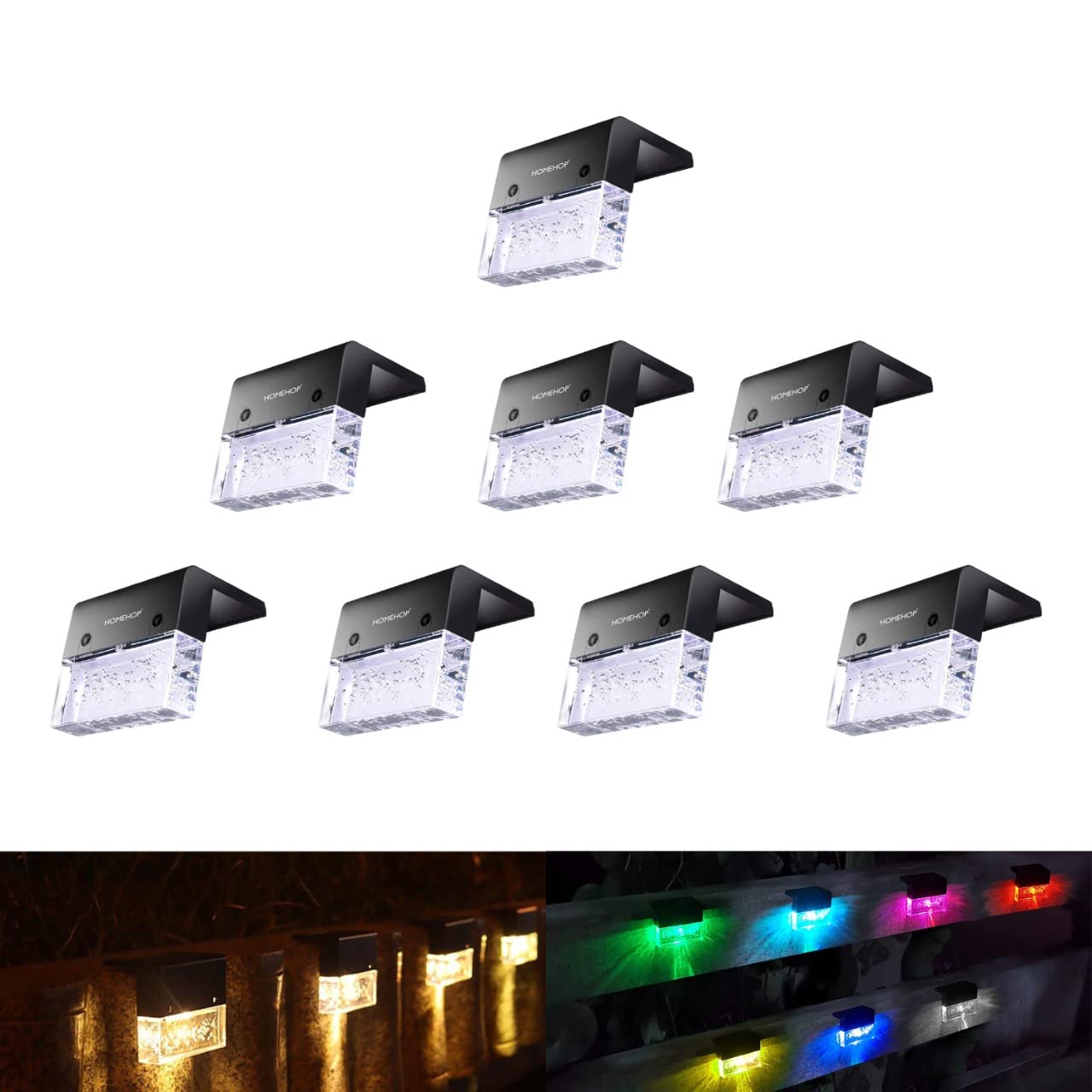 Homehop Solar Wall Light Outdoor Waterproof LED Decorative Lamp for Garden, Home, Step, Fence, Pathway Stair & Patio with Multicolor (ABS+ Acrylic Pack of 8) (B09P3S81GQ) Amazon Price History, Amazon Price Tracker