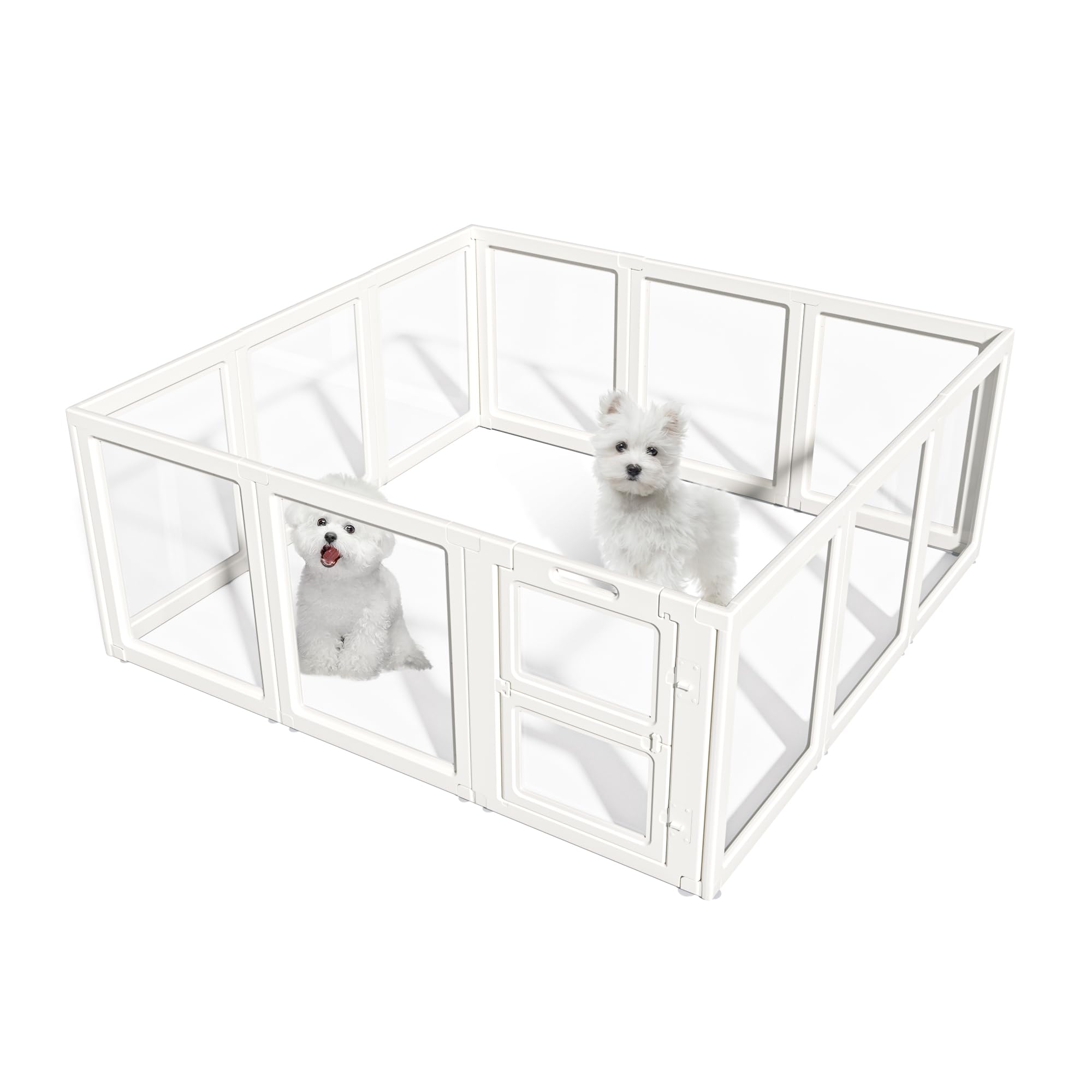 Clear Acrylic Dog Playpen Indoor,Transparent Dog Pen,Easy to Assemble and Clear pet Pen for Puppy Dog, Rabbit and cat,Sturdy and Easy to Clean Plastic pet Fence (White, 23.6" H, 12PCS)