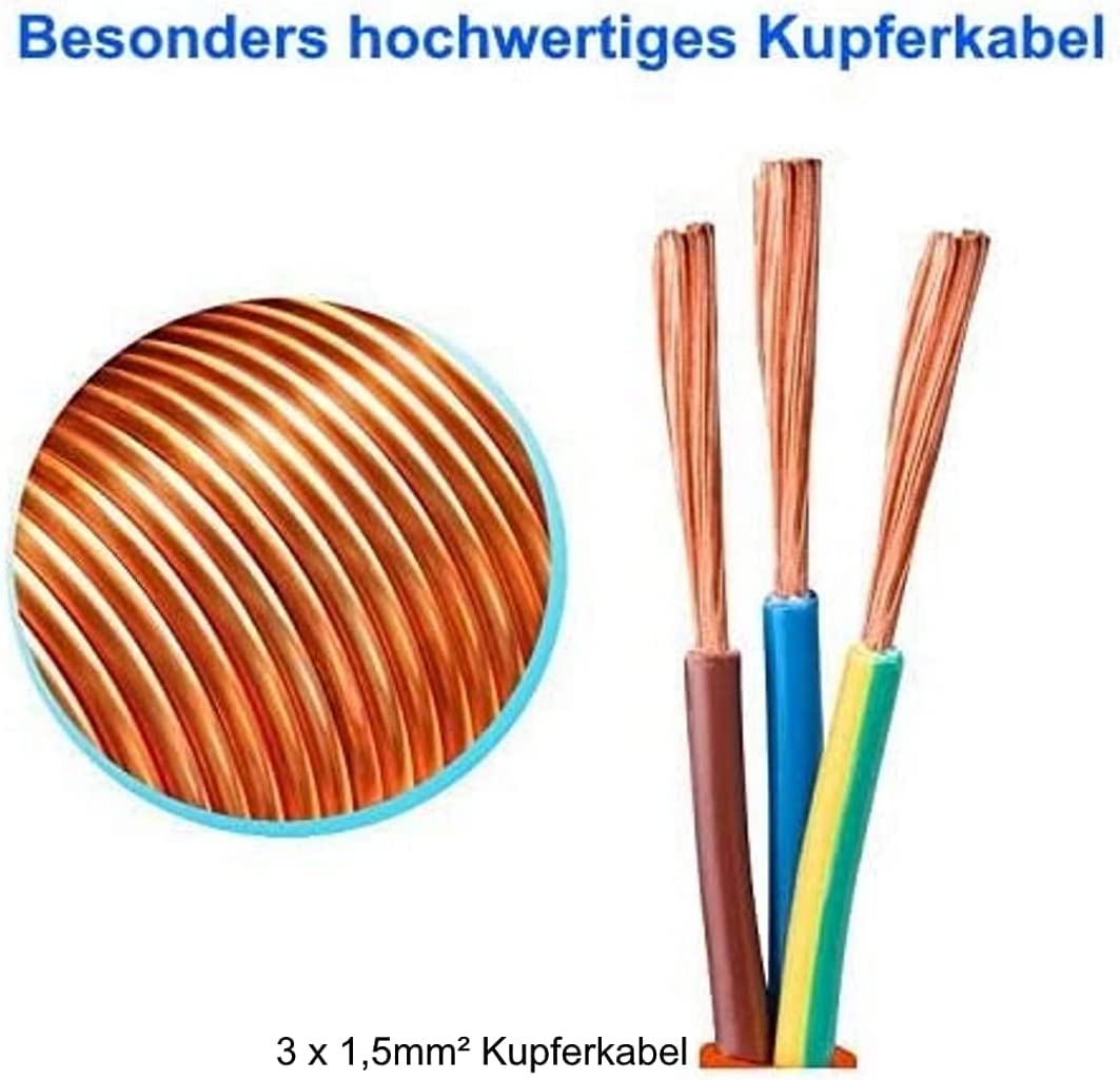 2 cables de extensión de 50 m Schuko IP44, cable de alimentación para jardín V13