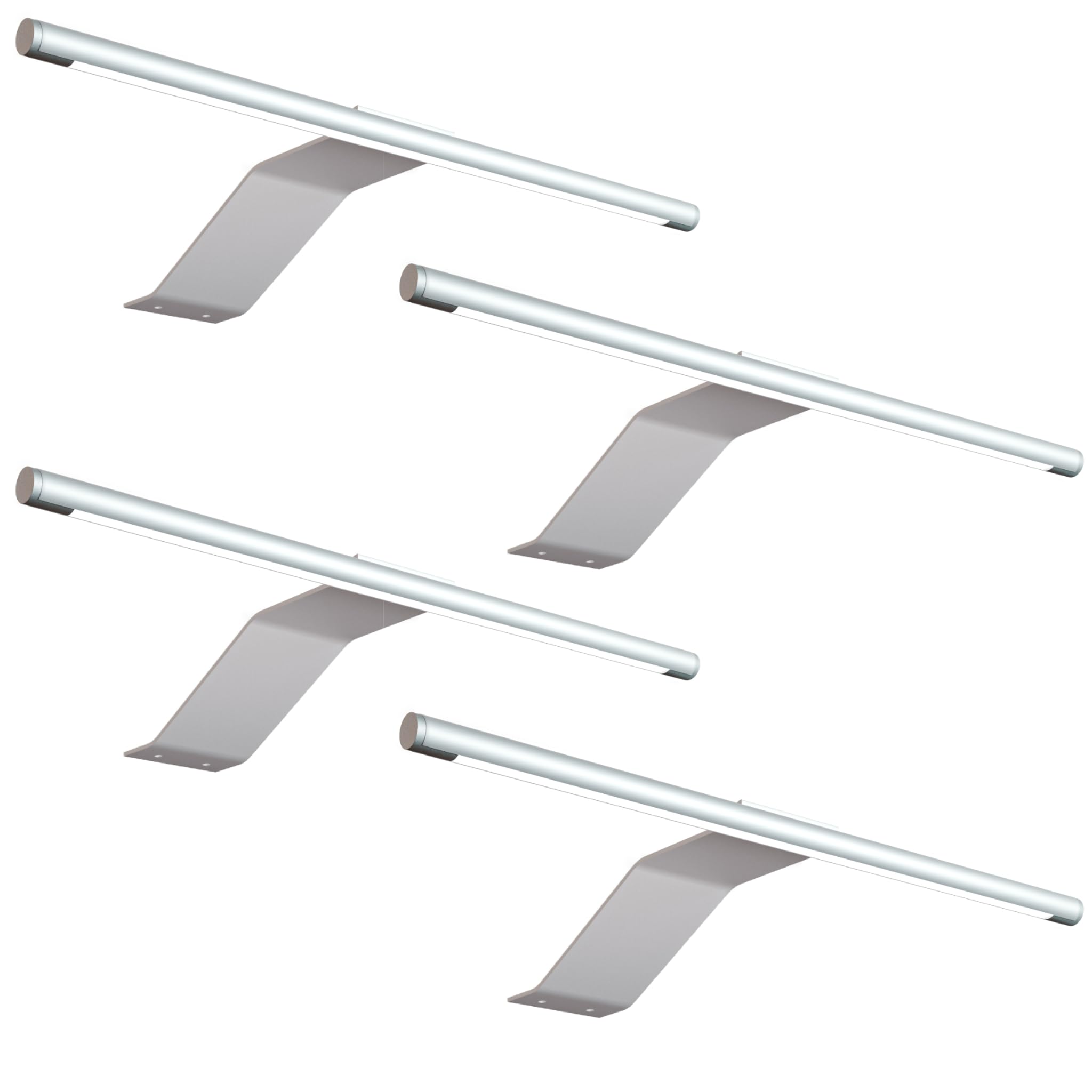 cielęcina, lampa LED do zabudowy, 340 x 170 x 40 mm, lampa do szafy z modułem LED, 12 V DC, 4 W, 230 lm na lampę, z przełącznikiem i zasilaczem, srebrno-szara, do szafek (srebrno-szara, zestaw 4 szt