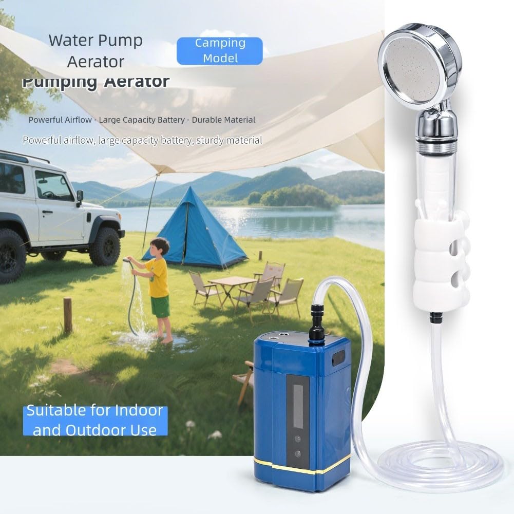 Aeratore ricaricabile da pesca 2200/4000 mAh, 3-5L/min AC/DC ossigenatore d'aria con luce LED per acquario, stagno, campeggio, doccia