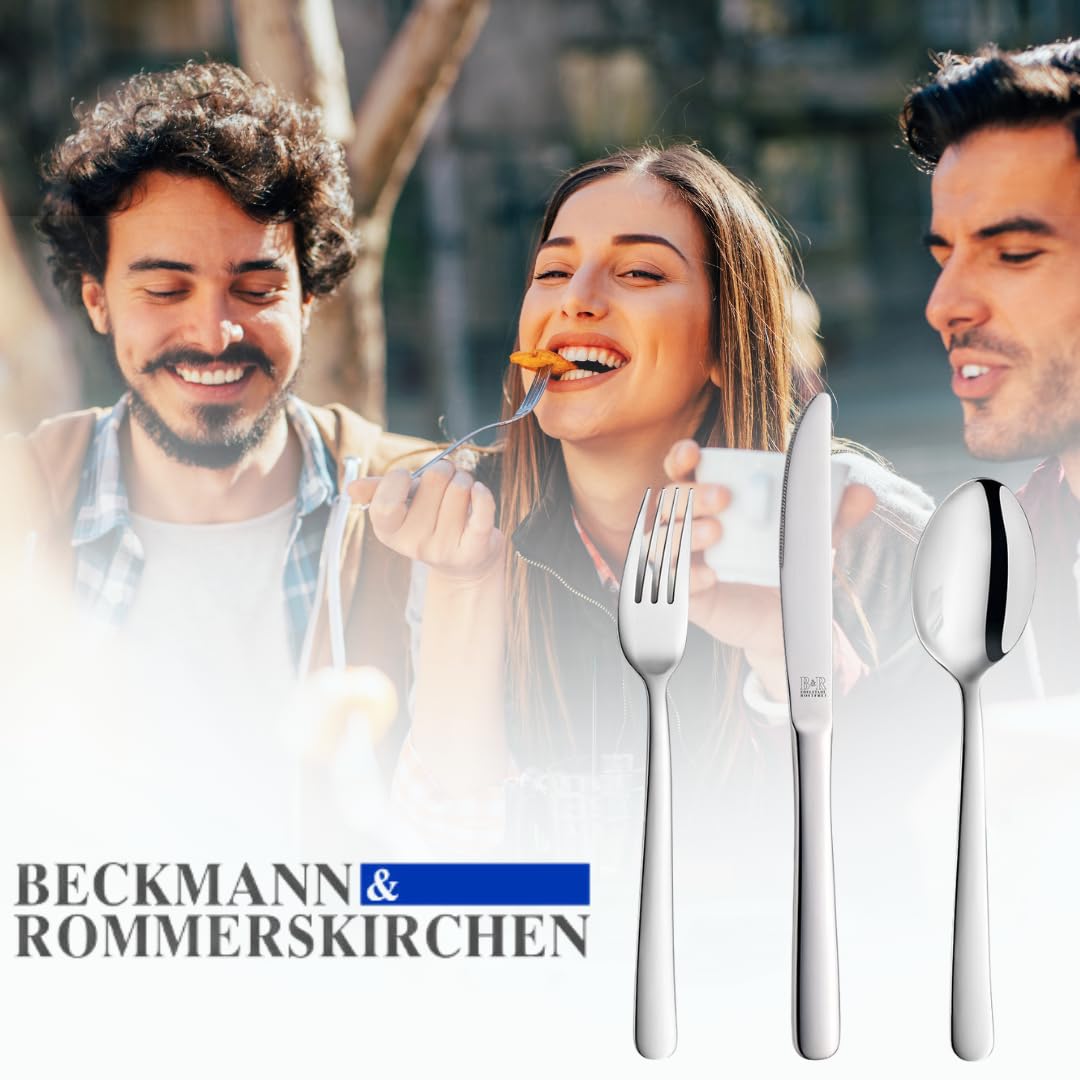Beckmann Besteckset 60-tlg, Edelstahl, spülmaschinengeeignet | Besteckset für 12 Personen, Klingenstahl 13/0, rostfrei, Wellenschliff, mit Menümesser, Gabeln und Löffel