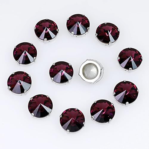 Miniatura 6 de Coser en agujeros de diamantes de imitación Ajuste de garra de metal K9 Piedras de cristal redondas de lujo Gemas de piedra de cobre con espalda