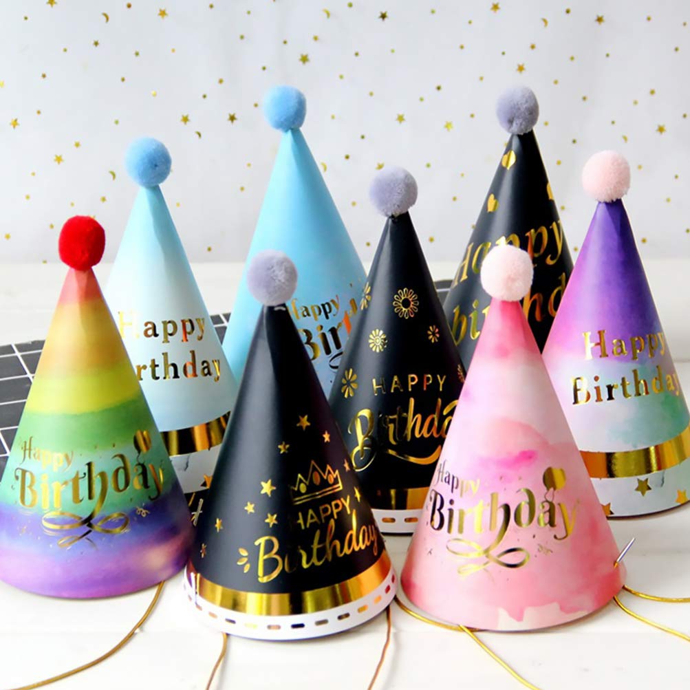 NUOBESTY 10pcs Kids Birthday Party Hat Hats Birthday Party Decorations Birthday Cap Birthday Party Favor Party Cone Cap Hat for Kids Party Cap Decorations Child Aldult Conical Cap Paper