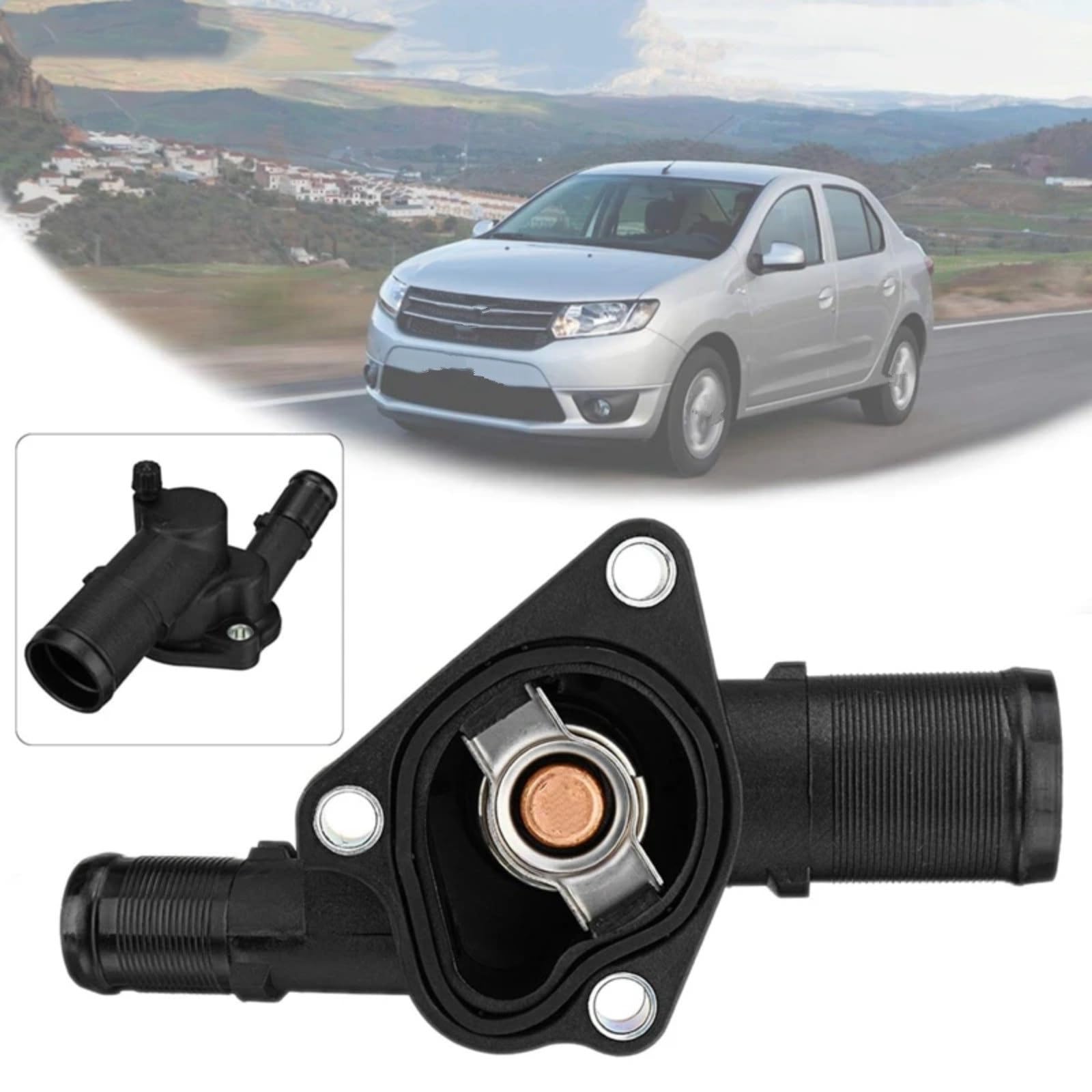 Thermostat de Moteur pour Dacia Logan (2006-2014) et S-ero (2008-2012, 2013, 2014) - Références : 7700110716 et 8200660882 - Thermostat de Liquide de Refroidissement avec boîtier