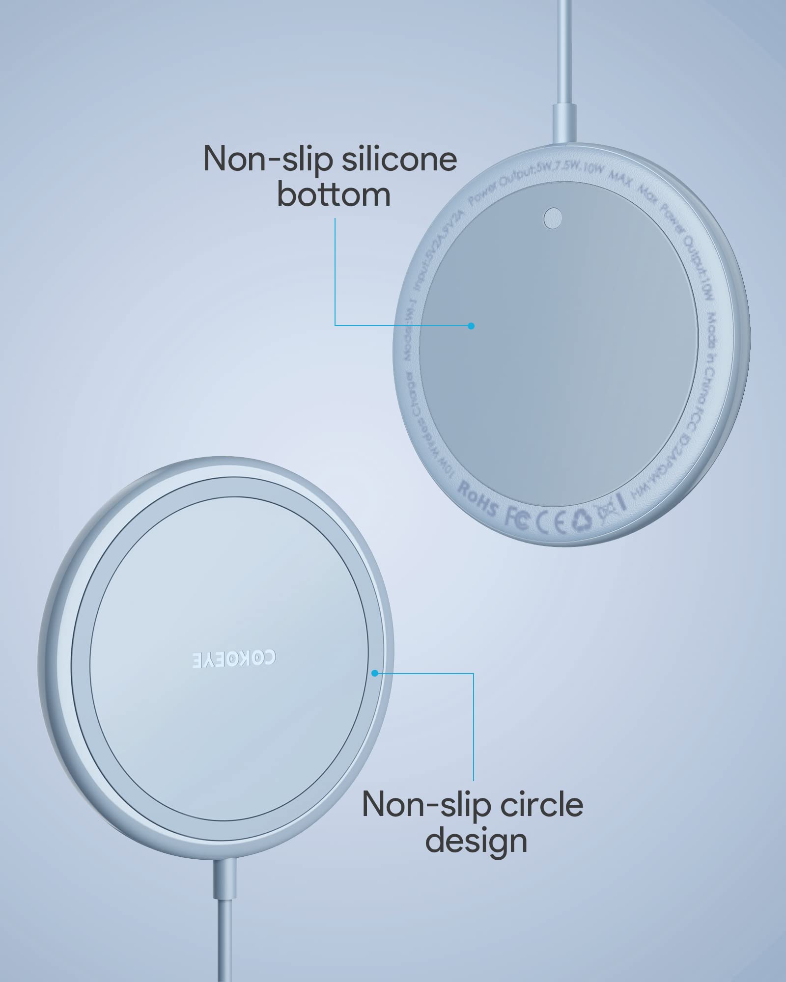 Caricabatterie wireless, 15 W Max Fast Wireless Charging Pad 2 Pack compatibile con iPhone16/16Plus/16Pro/16ProMax/iPhone15/15Pro/15Plus/14/13/12/Samsung S24/S24Ultra/S23Ultra/S22/S21, AirPods Pro 2