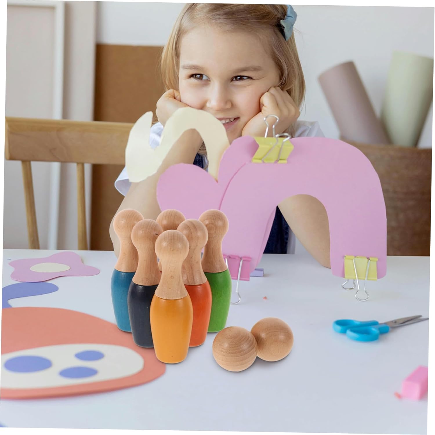 VANZACK 1 Set Set Wooden Bowling Set Bowling Ball Bowling Accessories Peg People Lawn Bowling Game Mini Bowling Game Outdoor Wooden for Wooden Part Birthday Party Games