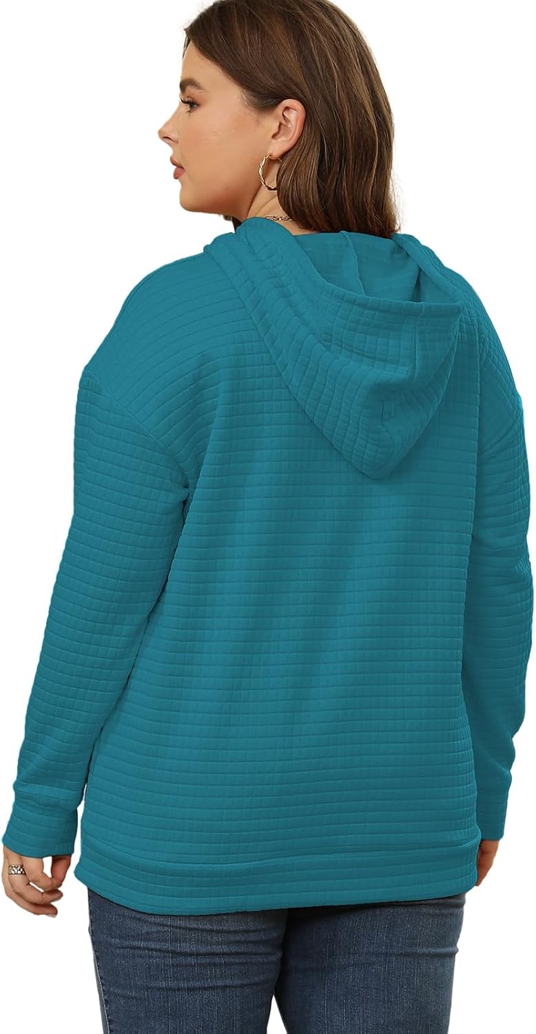 DOLNINE Plus Size Hoodies for Women Casual Long Sleeve Sweatshirts Drawstring Pullover Tops with Pocket - Image 2