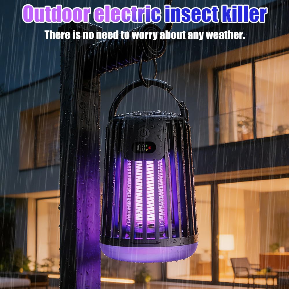 Foreverup Lampe Anti Moustique, UV Tue Mouche Electrique Intérieur, Appareil Anti Moustique Portable avec Lumière LED, Recharge Solaire et USB, pour Camping, Jardin, Chambre à Coucher, Terrasse