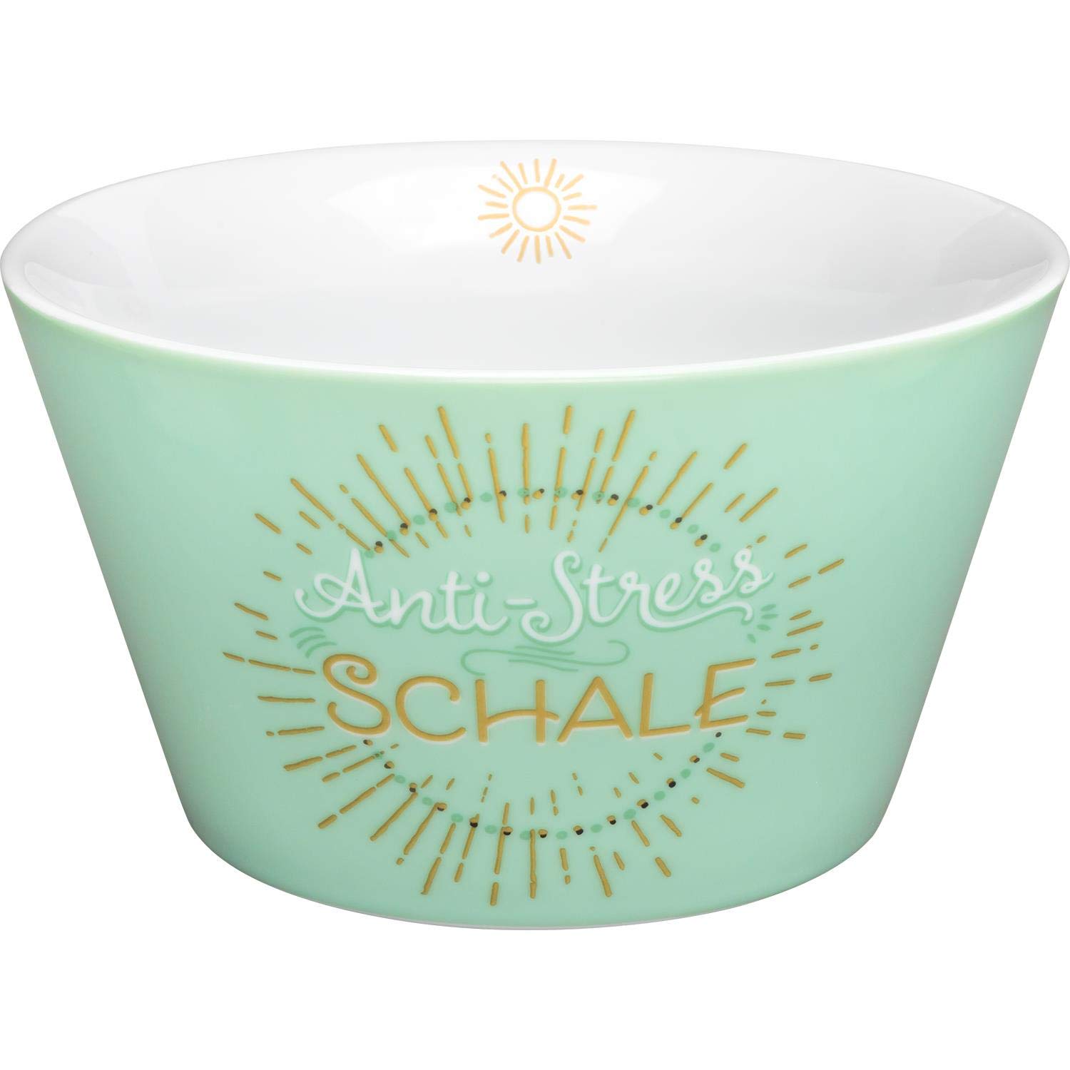GRUSS & CO 47001 Anti-Stress Bowl Porcelain 60 cl Gold Print, Mint Green