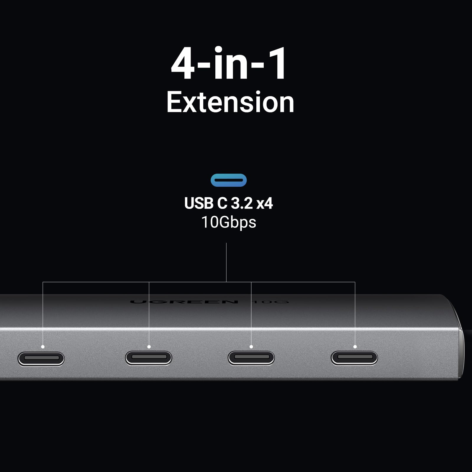 UGREEN 10Gbps Hub USB C vers 4 USB C 3.2 Gen2 Adaptateur Multiport | Coque en Aluminium Compatible avec MacBook iPad Air Pro Mac Mini M4 iMac Surface iPhone 17 Pro Max Air Galaxy S25 S24 Ultra
