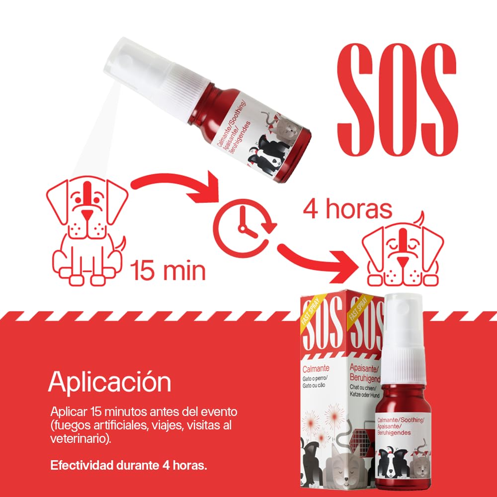 SOS Spray 10ml VOTUM - Tranquilizante para Perros y Gatos, Uso Diario Calmante Perros Vegano Antiestrés Tranquilizante para Gatos Natural Anti Estrés Perro y Calmante Gatos