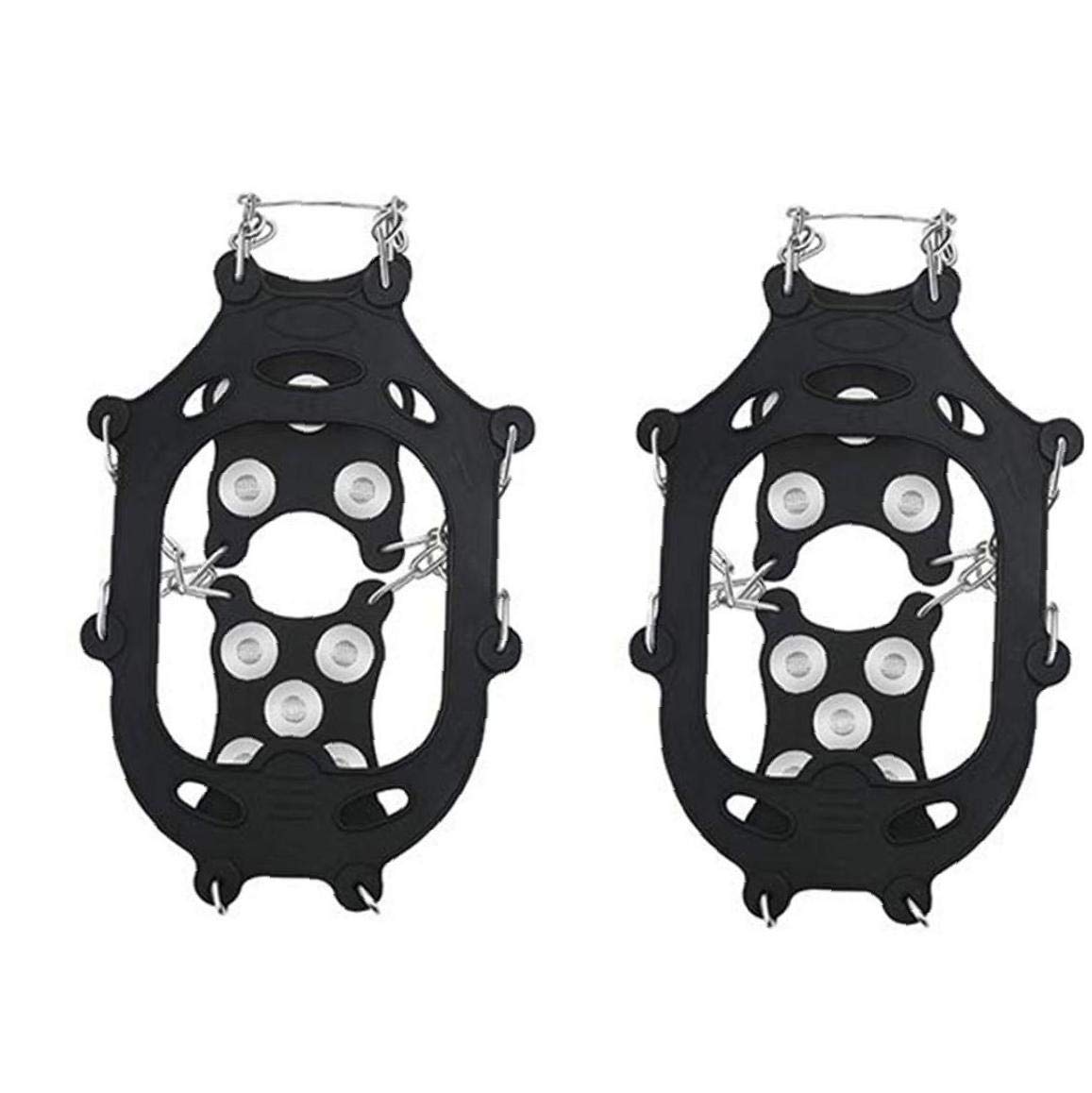 Steigeisen Eisklampen Traktion Anti-Rutsch-Schuhe Griffe Schuhe Cover Ice Spikes Wanderschuhe Steigeisen mit 12 Zähnen Schwarz XL 1 Paar