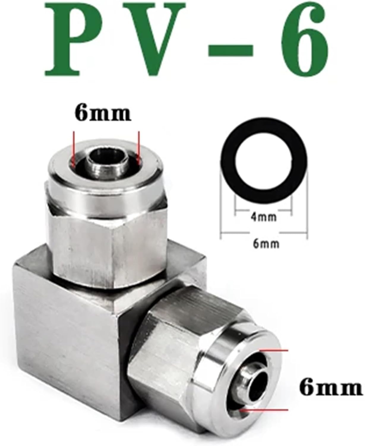 304 stainless steel pneumatic joint pipe joint trachea hose quick twist joint PV4 6 8 10 12 PTFE pipe hose elbow joint(PV-6)