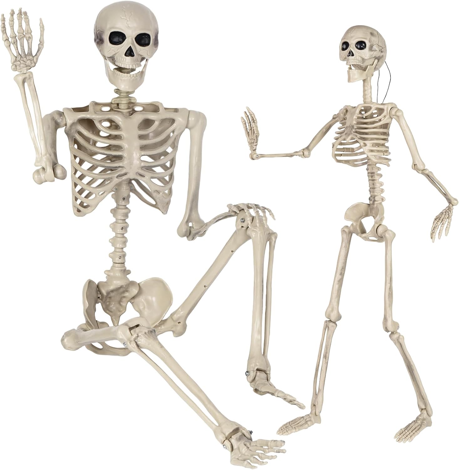 DECORLIFE 5FT & 3FT Life Size Skeletons, 2 Pack PoseN