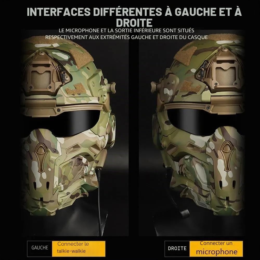 ACEXIER Casque Tactique Airsoft Casque intégré Anti-buée Ventilateur Assaut Masque Amovible Paintball Airsoft Équipement Protection Casque