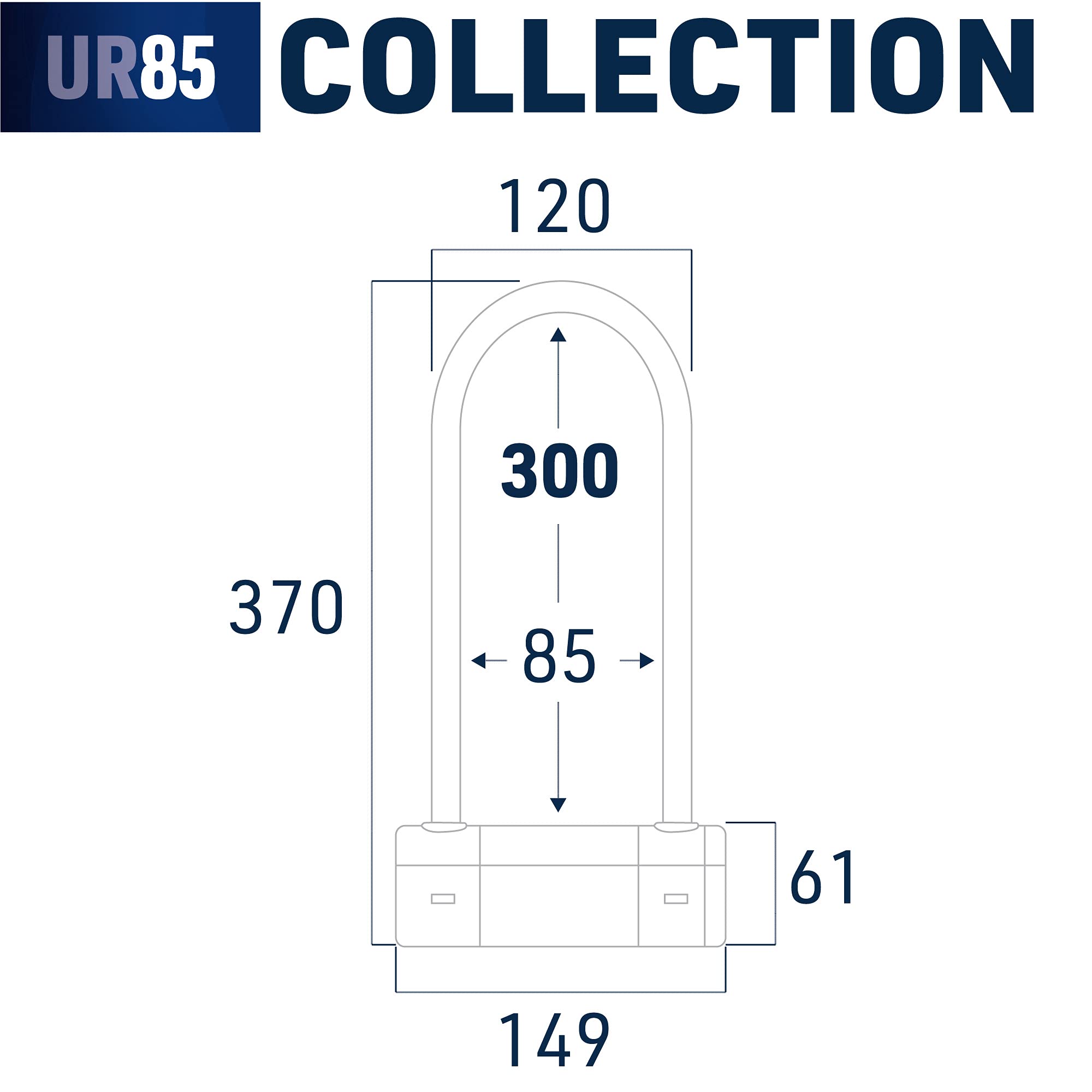 URBAN UR85300Y Lucchetto a U per Alta Sicurezza Omologato SRA, Arco ø18 in Acciaio Cementato, Doppio Blocco Antigraffio, Guscio Visibile e Accattivante, U Lock Antifurto 85x300mm per Moto e Scooter