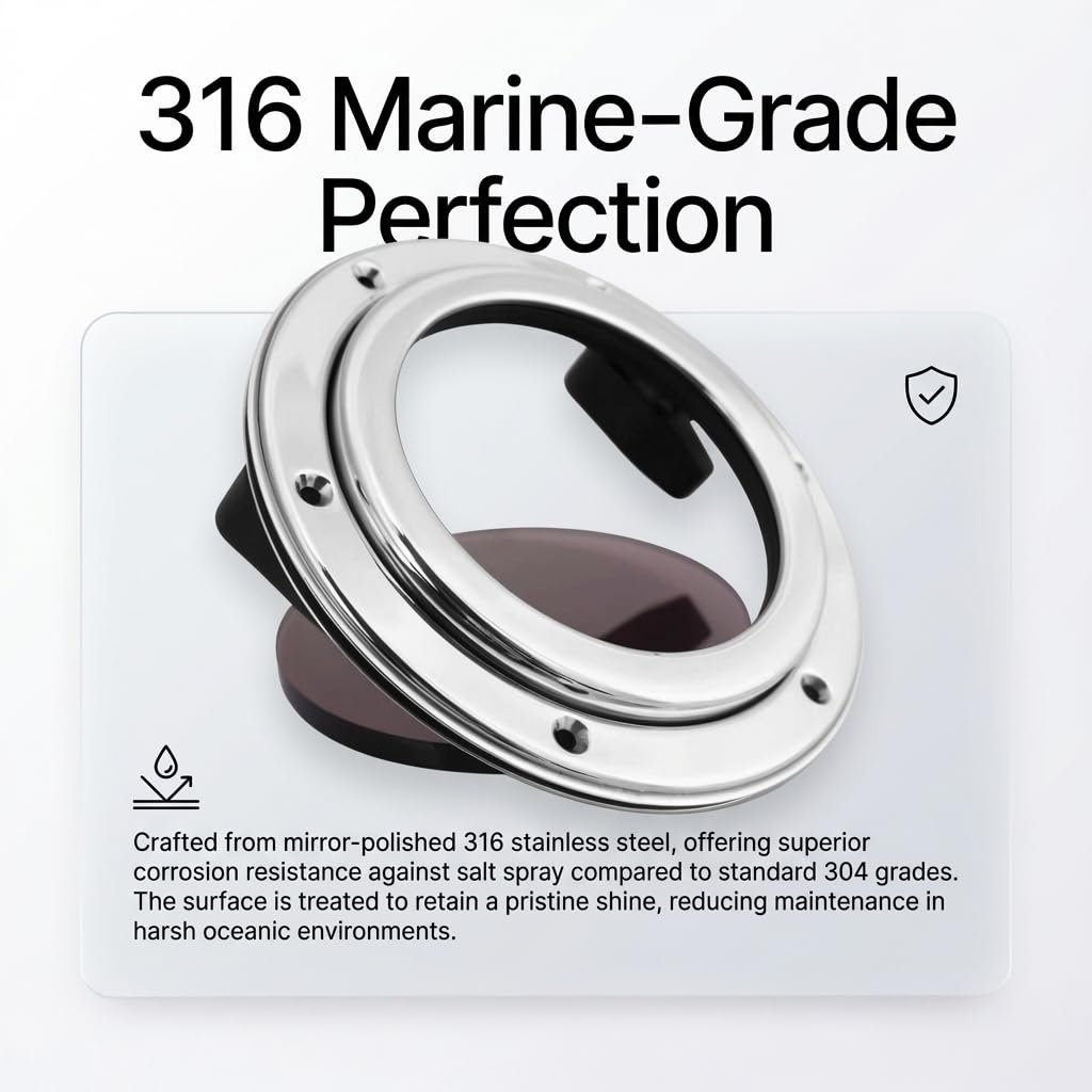 Oblò in Acciaio Inossidabile 316, Finestra Rotonda in Acrilico da 126mm-175mm con Apertura,per Barche,Yacht,Navi,RV