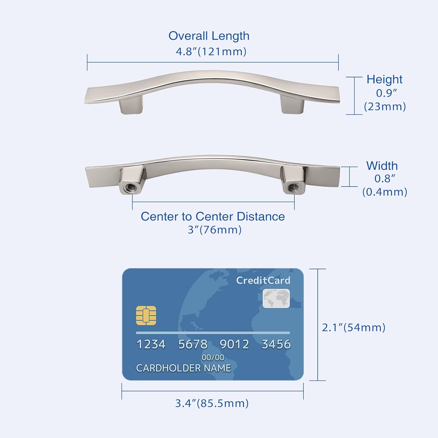 KNOBWELL 30 Pack 3 inch Cabinet Handles Brushed Nickel, Silver Drawer Pulls Vintage Cabinet Door Handles for Cupboard Vanity Closet, 4-3/4" Overall Length