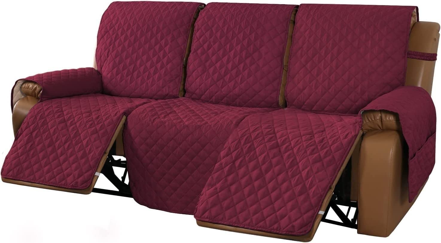 Generisch Sesselschoner für Fernsehsessel Relaxsessel, Wasserdicht rutschfest Sesselauflage mit Taschen, 1/2/3 Sitzer Sesselbezug mit Verstellbaren Riemen (Color :3 Sitzplatz #8