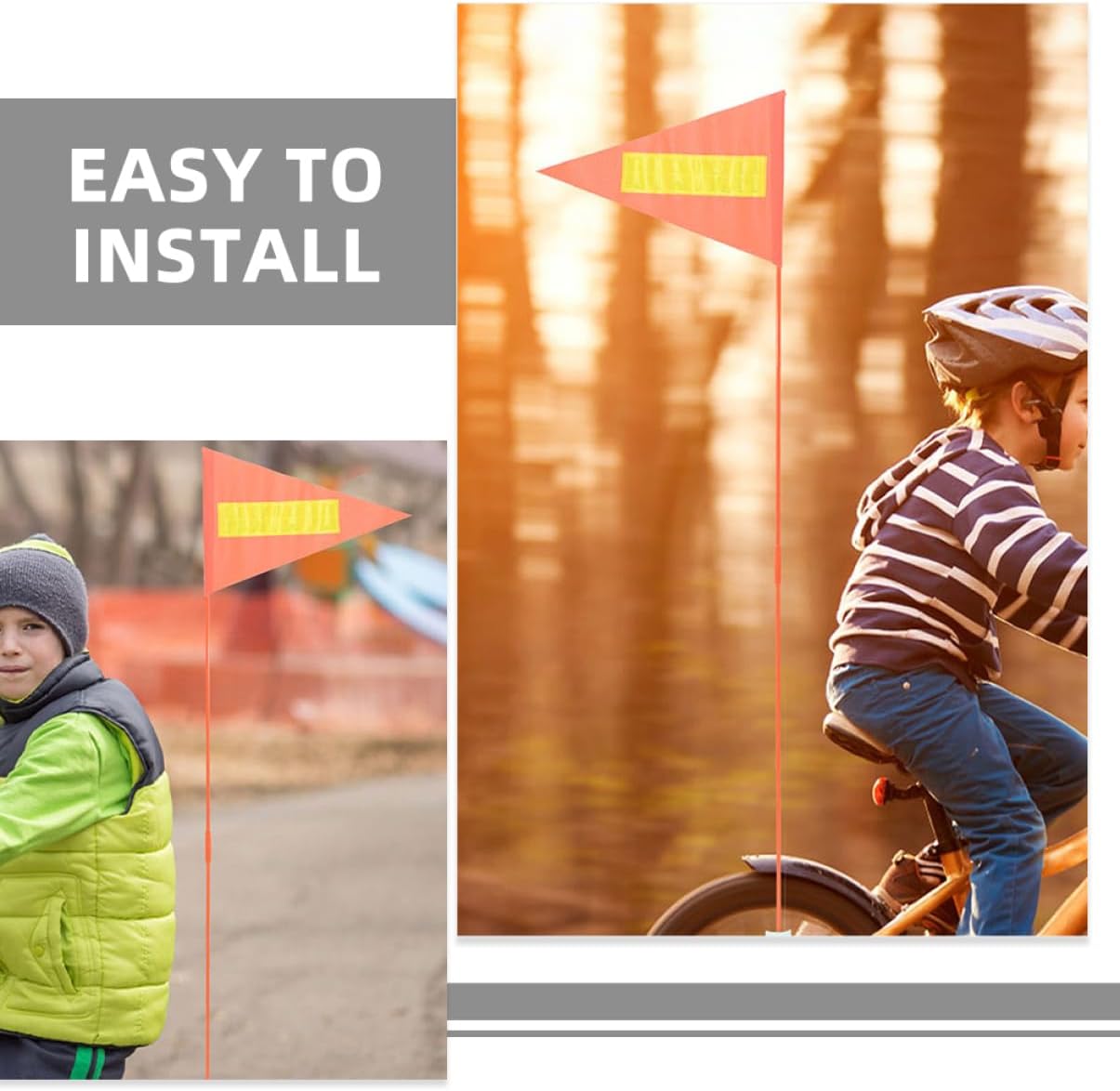 4pcs Reflective Safety Flags High Visibility Pvc Pennant Flags for Boys and Girls Easy to Install Cycling Safety Accessories and Sturdy for Outdoor Riding
