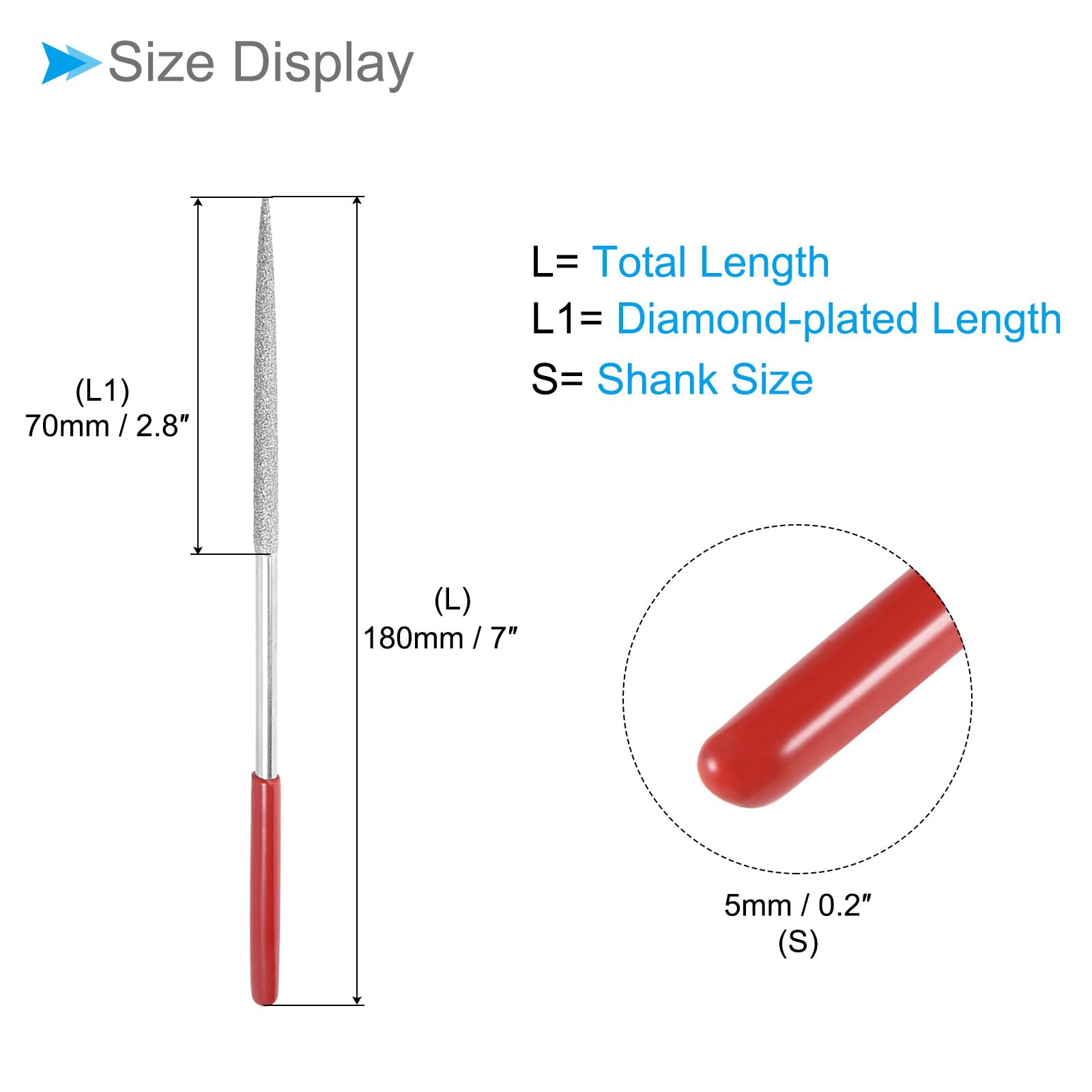 CoCud Diamond Coated Needle File,, 5x180mm - Image 2