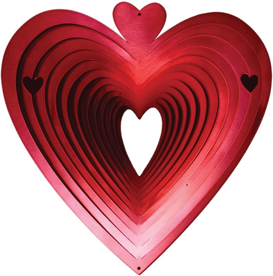 Iron Stop 30cm Large Heart Classic Wind Spinner - Red