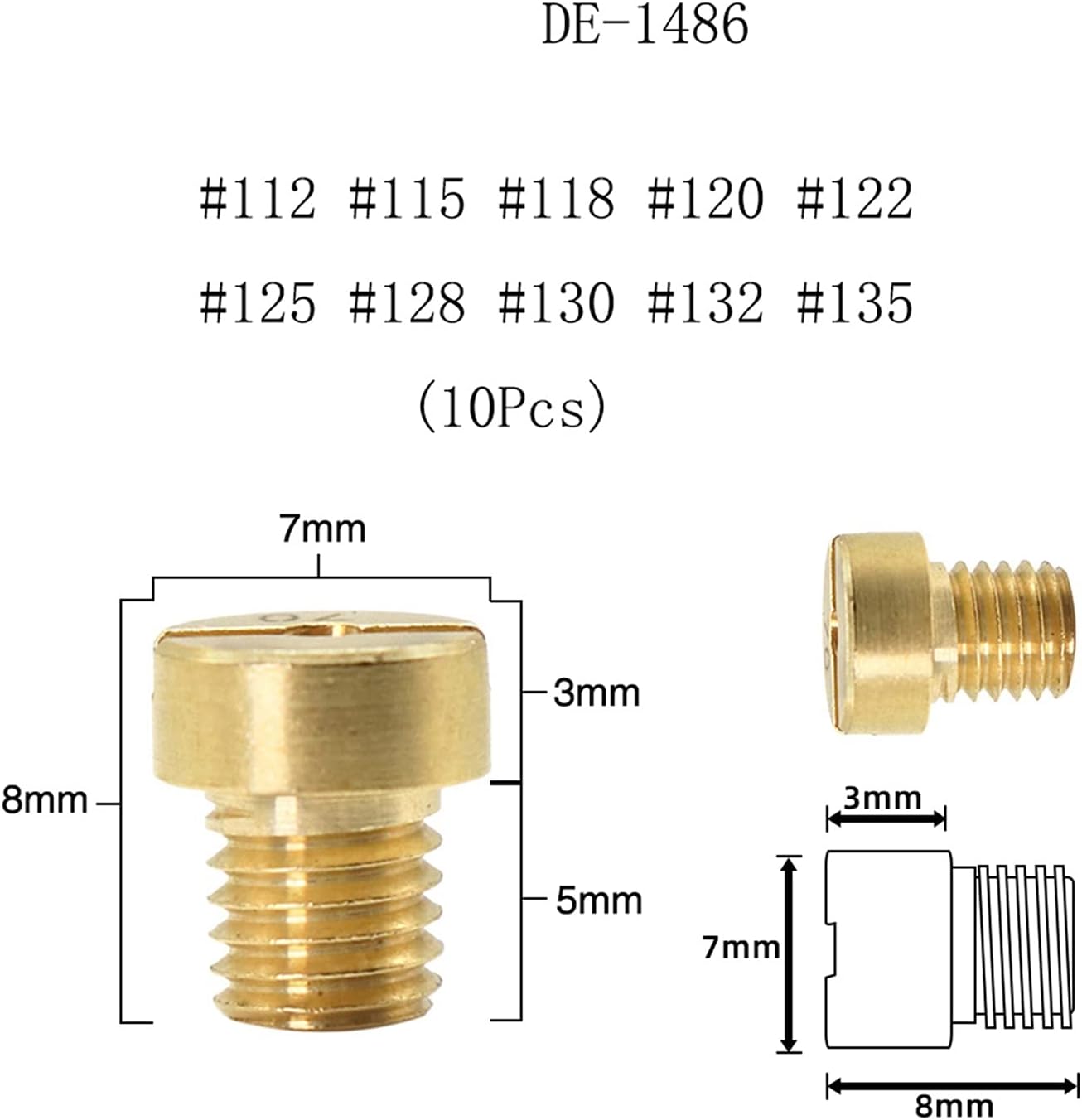 12pcs M5 Thread Replacement #30-#135 Carburetor Jets For Dellorto SHA PHBG Carb Main Injector Nozzle NC PHVA Pilot Jet(B05)