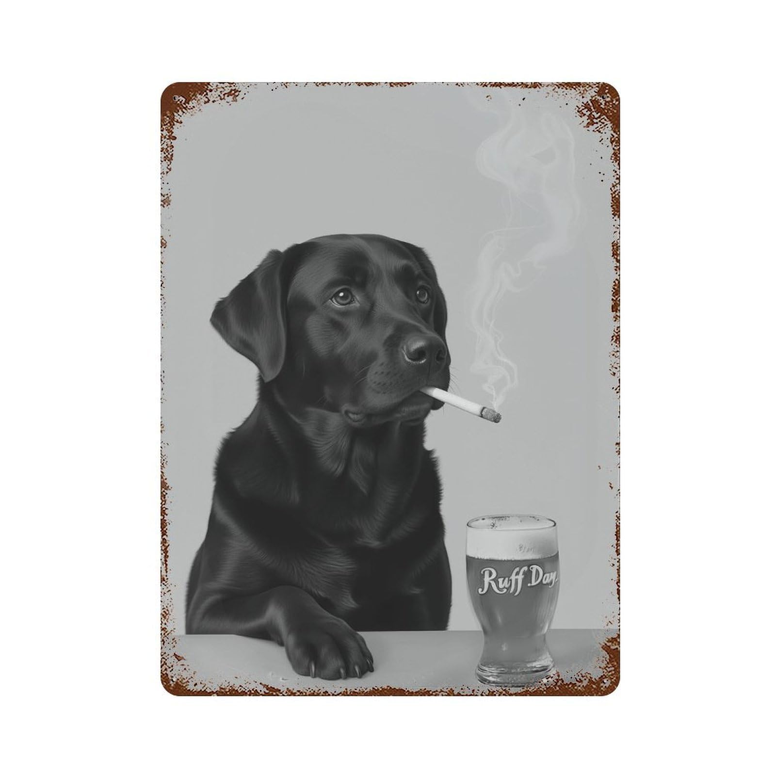 xiaoxiaoshen Labrador Smoking & Beer Wall Art Wall Decor Art Metal Tin Poster Modern Home Decor Art Home Bar Shop Decorations Vintage Sign 40x30cm