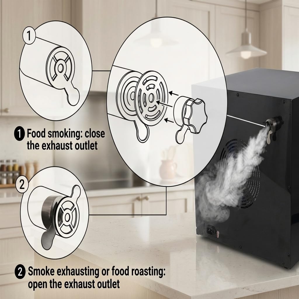 CLIVIA Indoor Pellet Smoker, Electric Vertical Smart Smoker, Countertop 2 Layers BBQ Grill 10L Smoker Oven for Meat, Sausage, Jerky, Beef, Adjustable 86-230°F