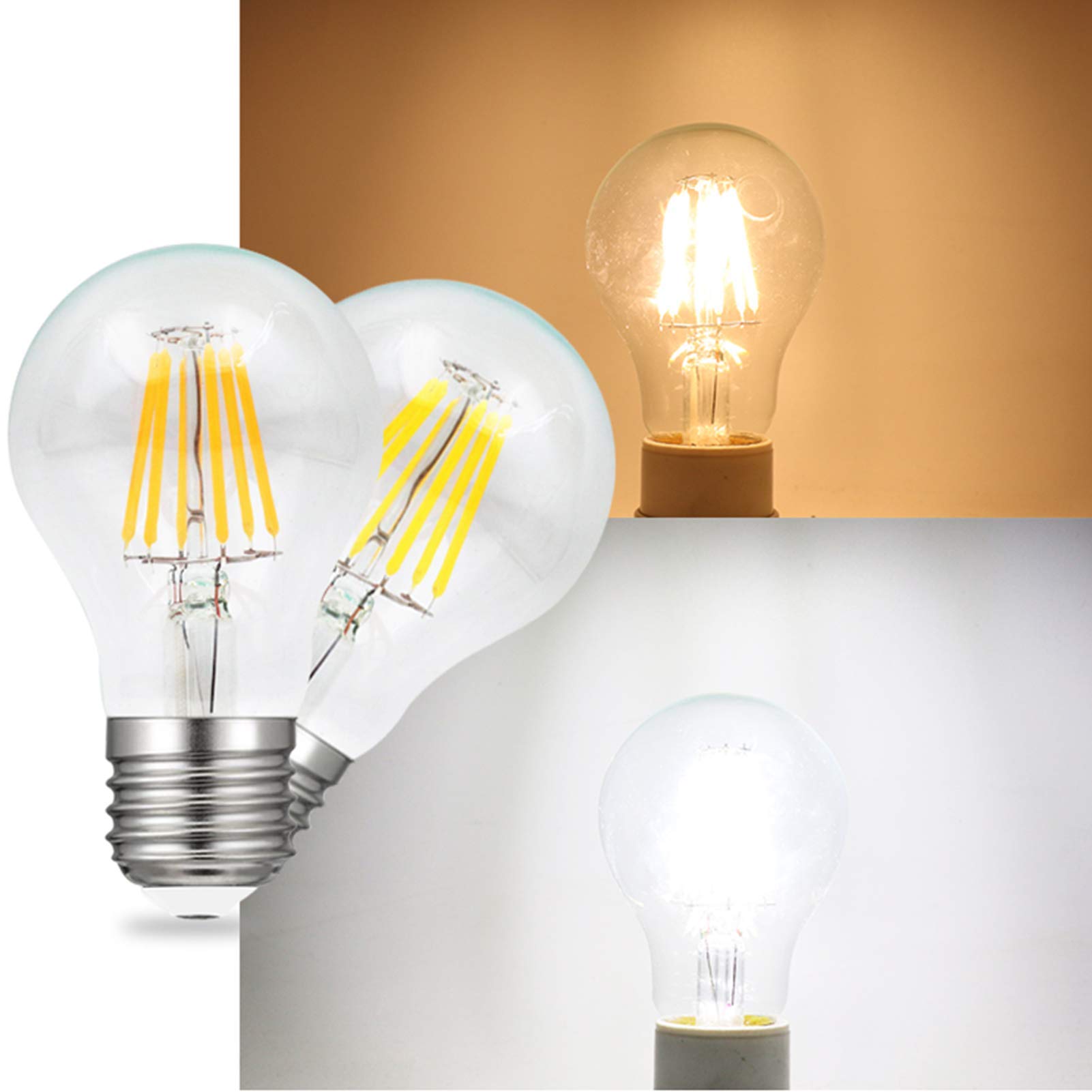 Ampoule Edison A60 2W Ancienne Source Lumineuse à Filament 360°; Angle faisceau remplacé par 20 W, utilisé l'éclairage rétro décoratif, blanc froid