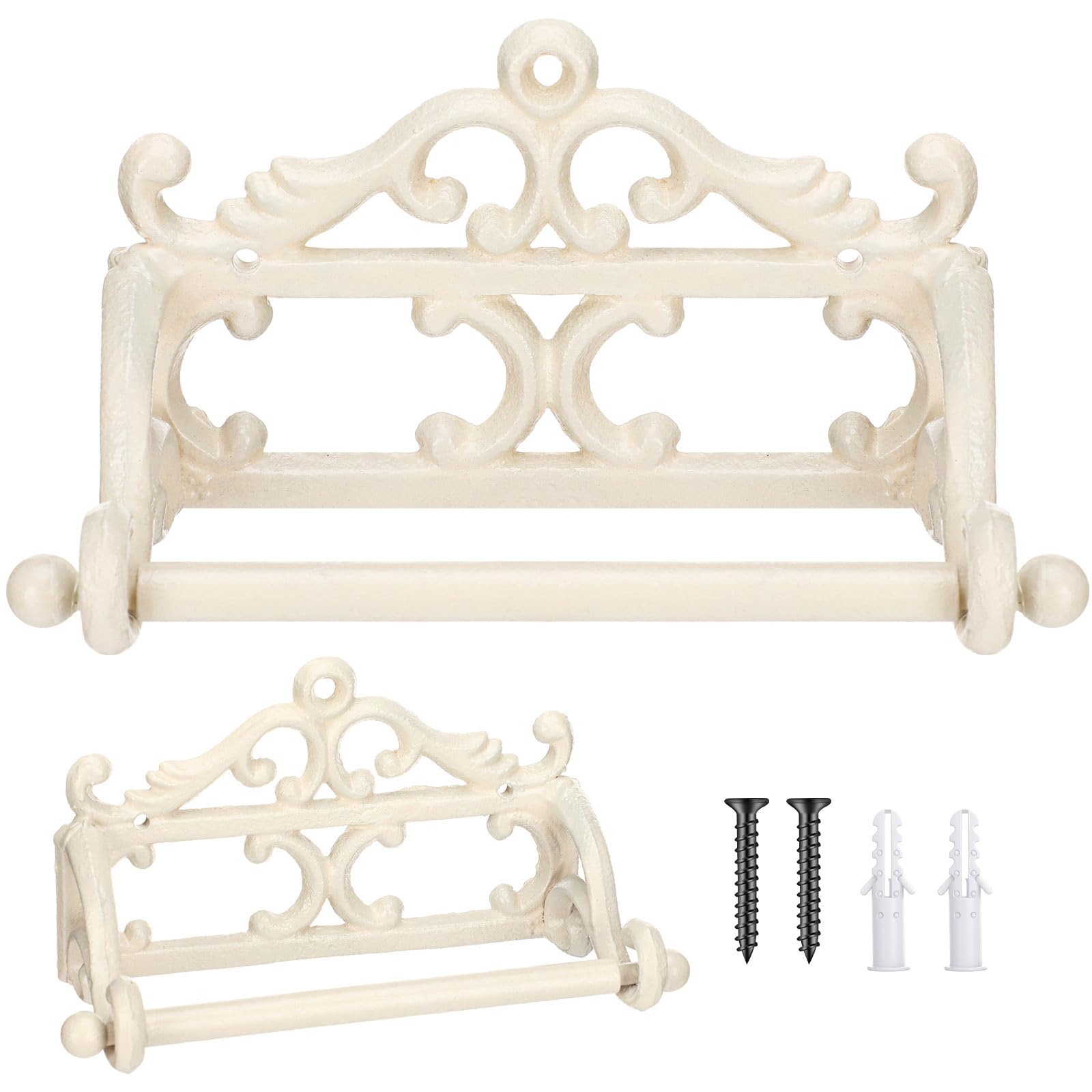 1 Pcs Vintage Cast Iron Toilet Paper Holder, White