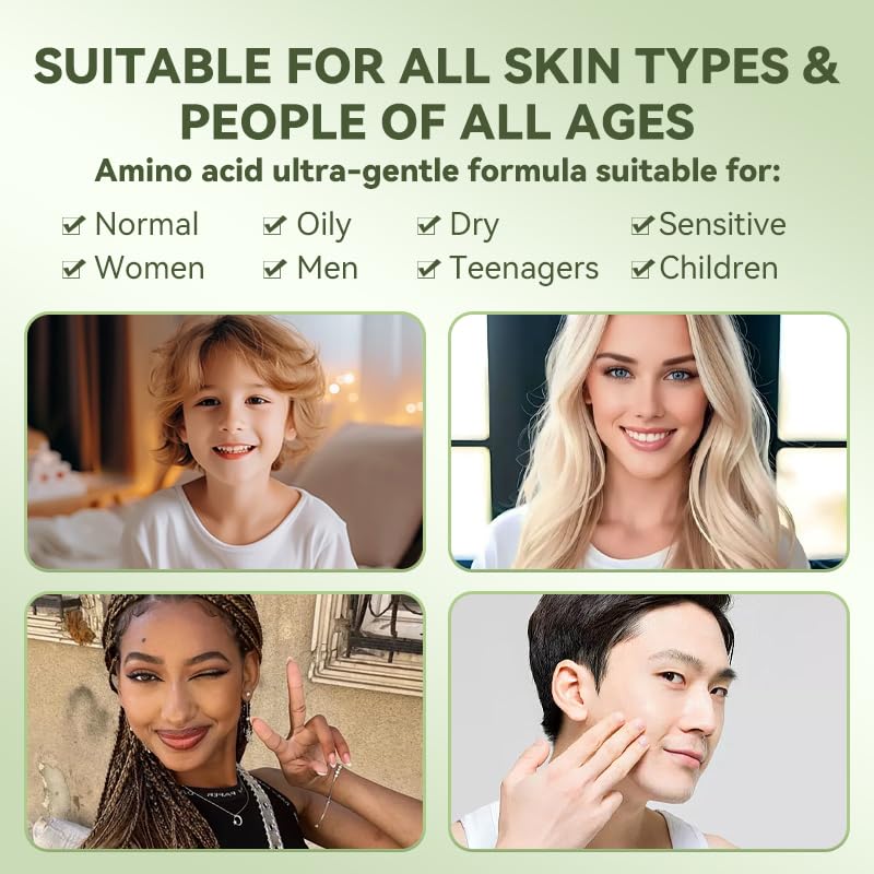 Hydrating Face Wash Foaming Facial Cleanser with Green Tea, Fragrance Free, For Normal to Dry, Sensitive, All Skin Types 10.1Fl oz - Image 9