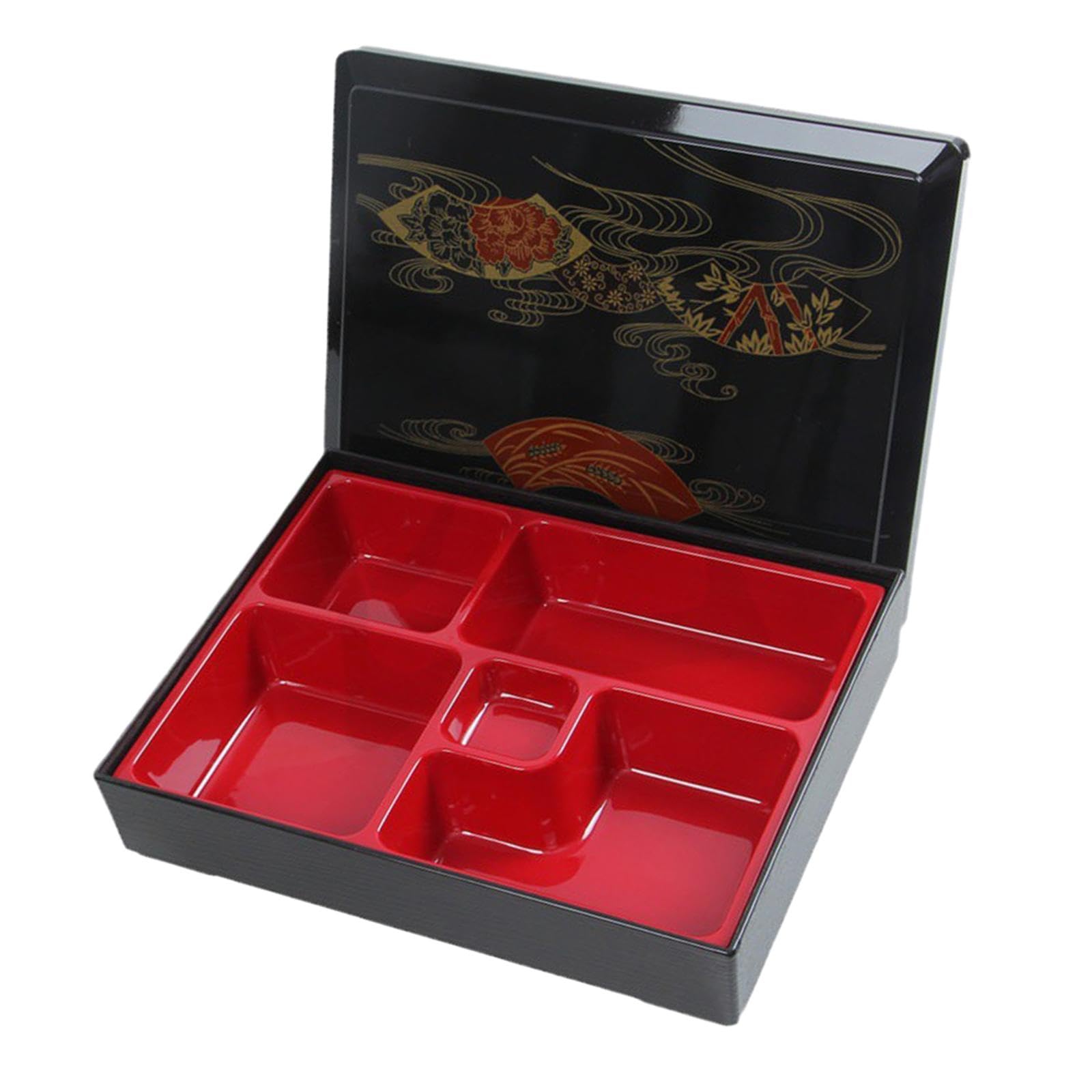 Bento Japonais Plateau Repas Boîte Compartiments Couvercle Fermeture Sécurisée Matériau Solide Adapté pour Dîner Maison Bureau Restaurant, Style b