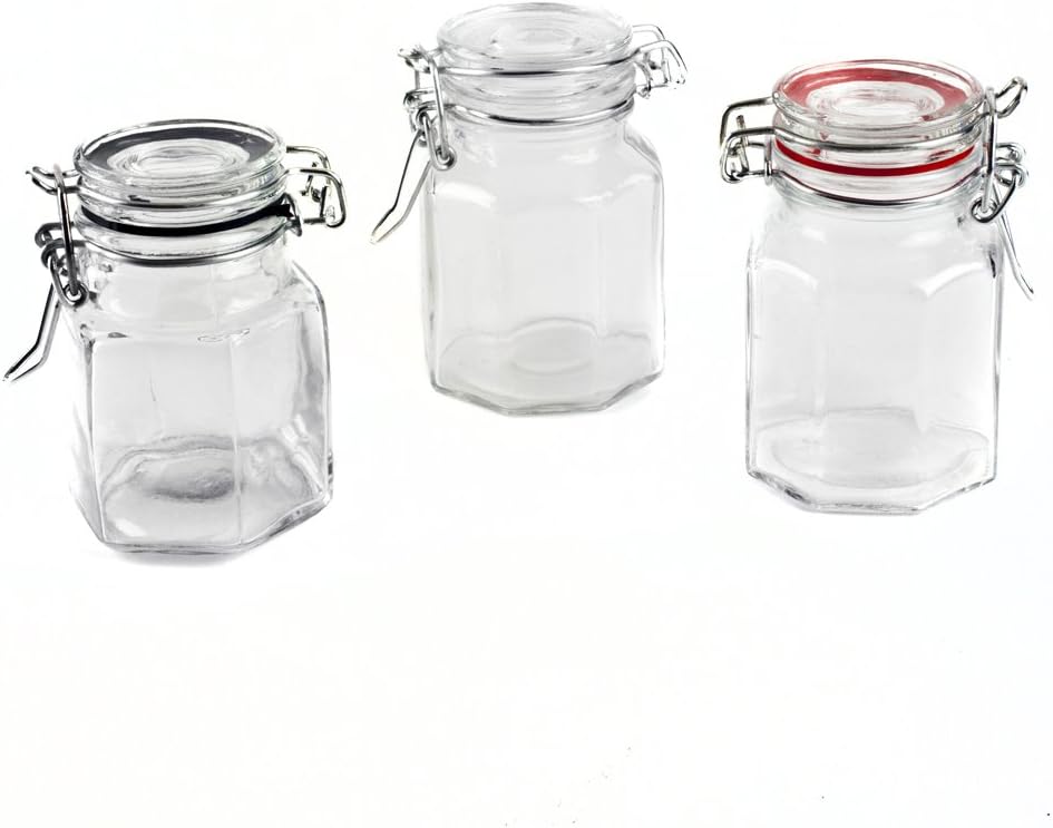 Blue Harbor 32847 Octagon Spice Jar Set - 3 Piece,red, black, white,