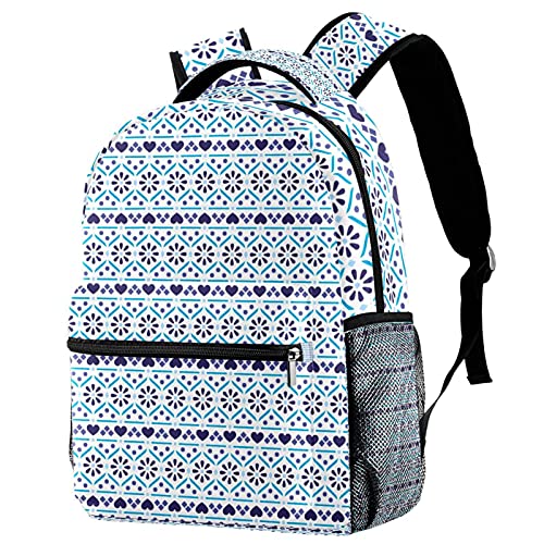 Sac à dos de voyage bleu avec porte-bouteille motif hiver