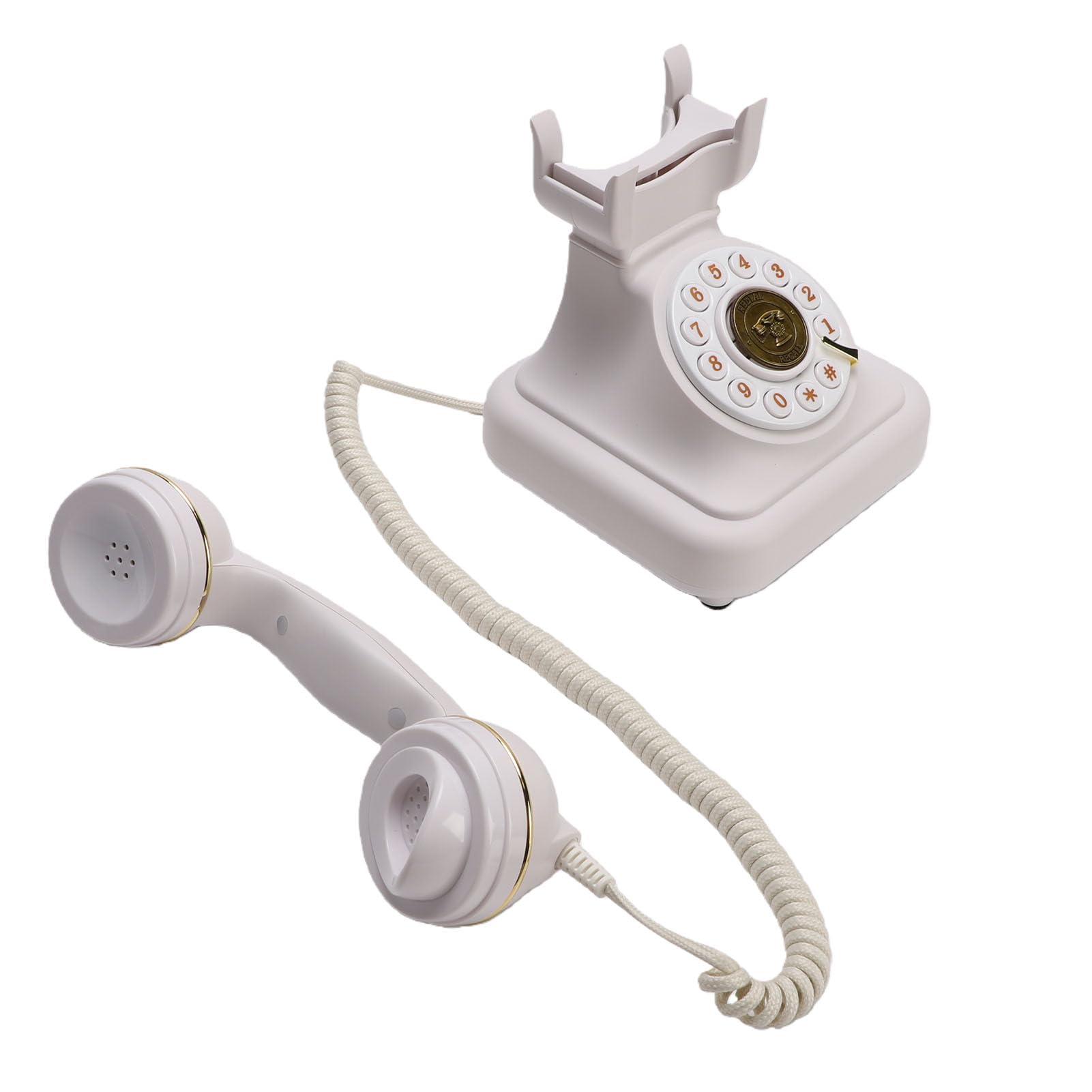 Telefono fisso Bluetooth in stile retrò, telefono wireless per smartphone con vivavoce, telefono da scrivania vintage bianco e lettore musicale, ricaricabile tramite USB
